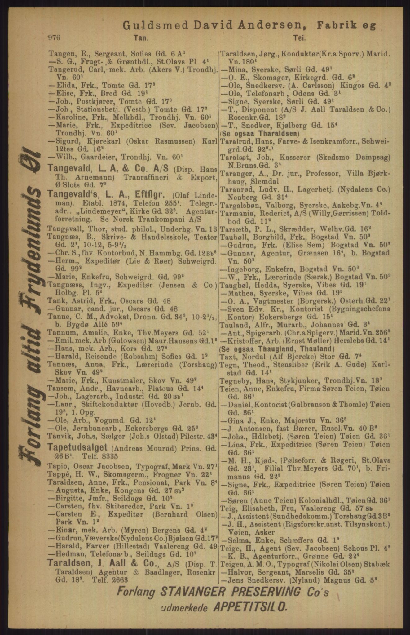 Skanna materiale: Kristiania/Oslo adressebok, PUBL/-, 1911, s. 976 ...