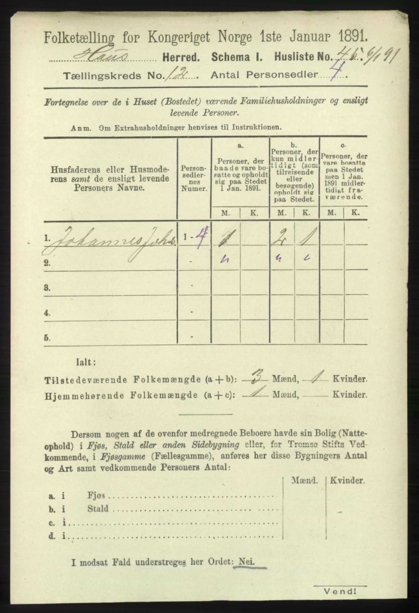 RA, Folketelling 1891 for 1250 Haus herred, 1891, s. 5232