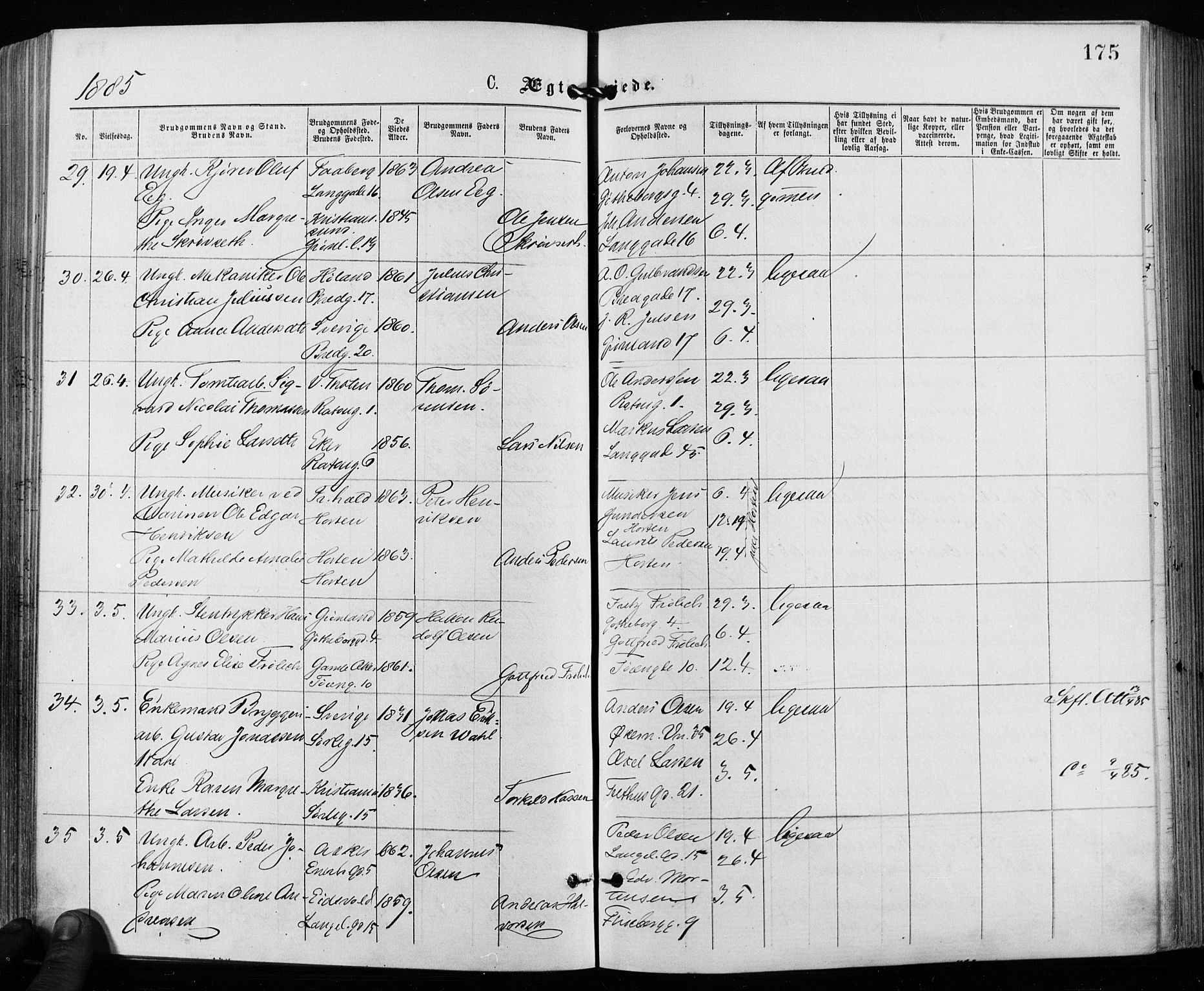 Grønland prestekontor Kirkebøker, AV/SAO-A-10848/F/Fa/L0006: Ministerialbok nr. 6, 1877-1886, s. 175