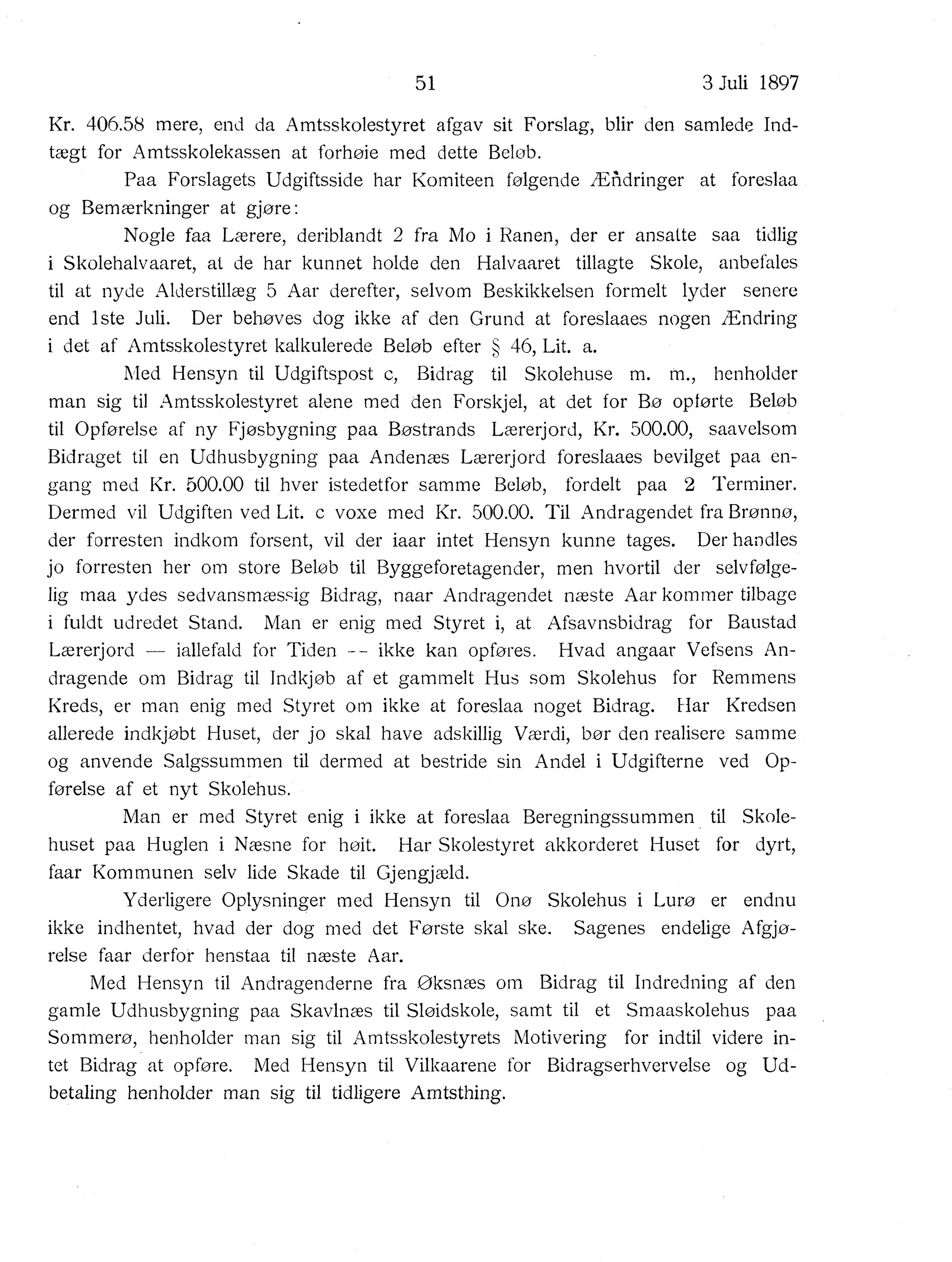 Nordland Fylkeskommune. Fylkestinget, AIN/NFK-17/176/A/Ac/L0020: Fylkestingsforhandlinger 1897, 1897