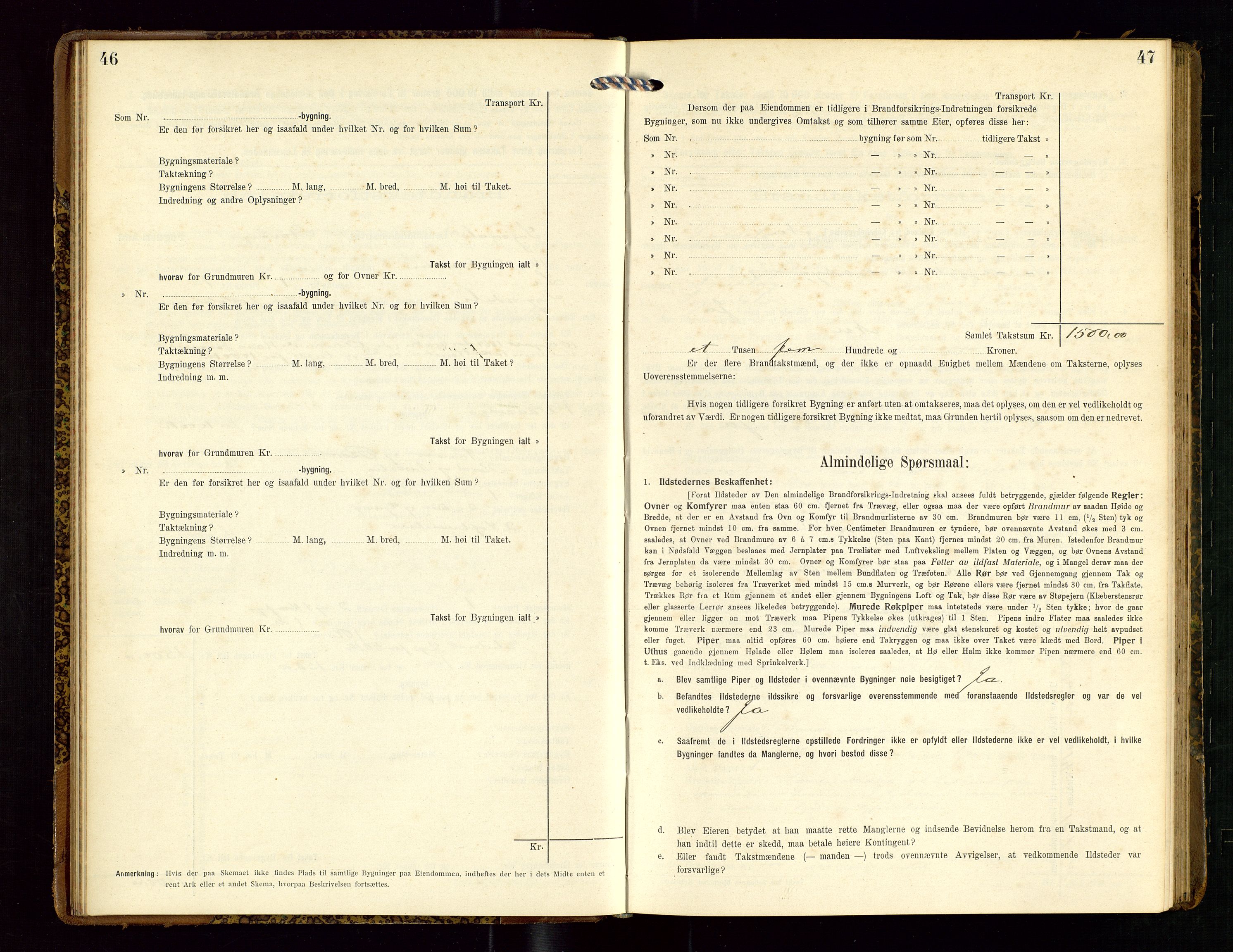 Sokndal lensmannskontor, SAST/A-100417/Gob/L0003: "Brandtakst-Protokol", 1914-1917, s. 46-47