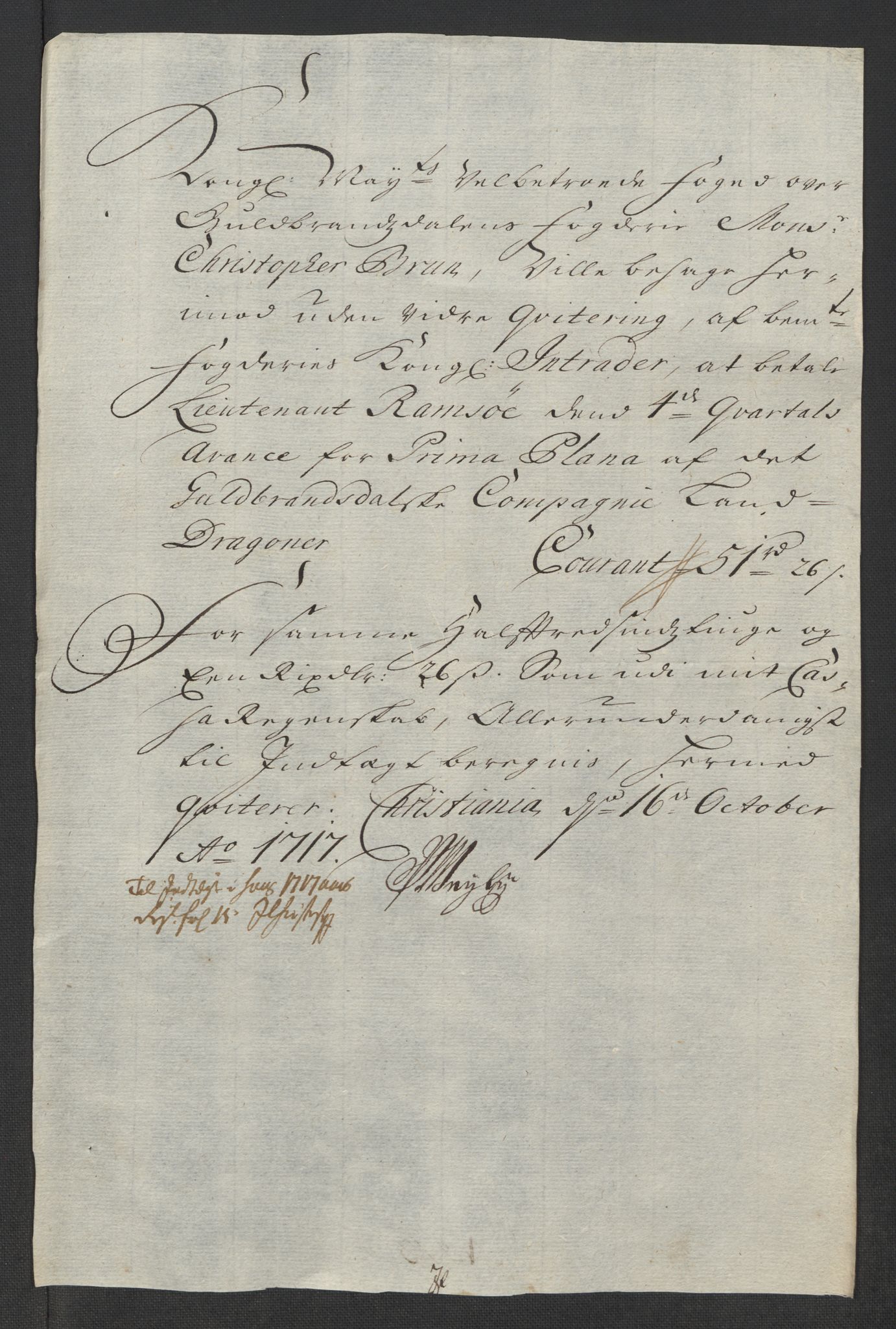 Rentekammeret inntil 1814, Reviderte regnskaper, Fogderegnskap, AV/RA-EA-4092/R17/L1187: Fogderegnskap Gudbrandsdal, 1717, s. 284