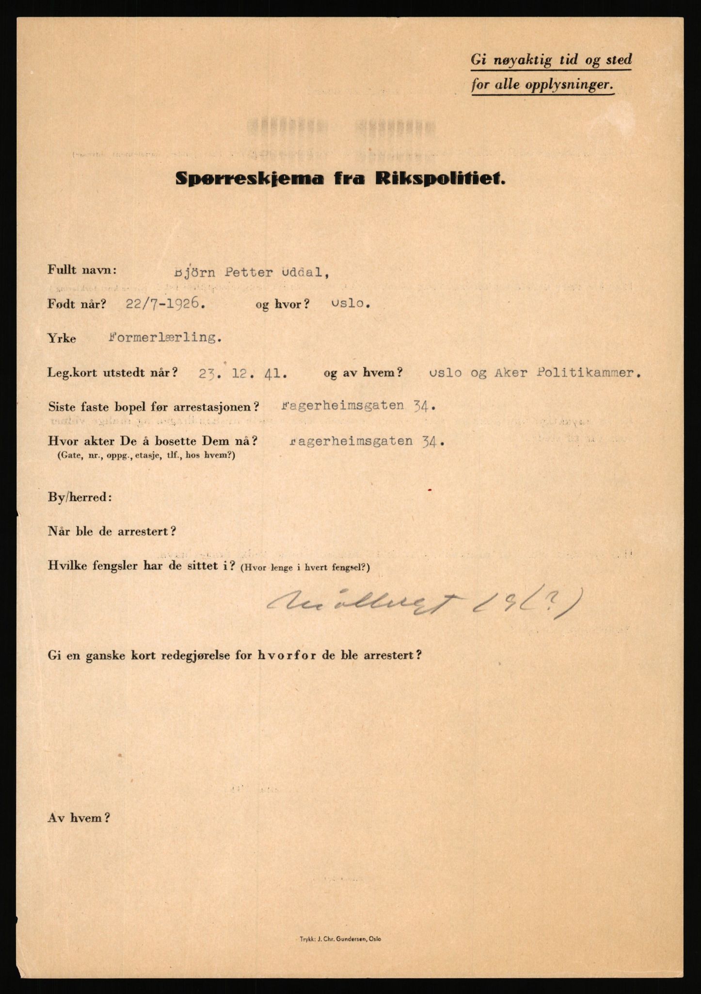 Rikspolitisjefen, AV/RA-S-1560/L/L0017: Tidemann, Hermann G. - Veum, Tjostolv, 1940-1945, s. 686