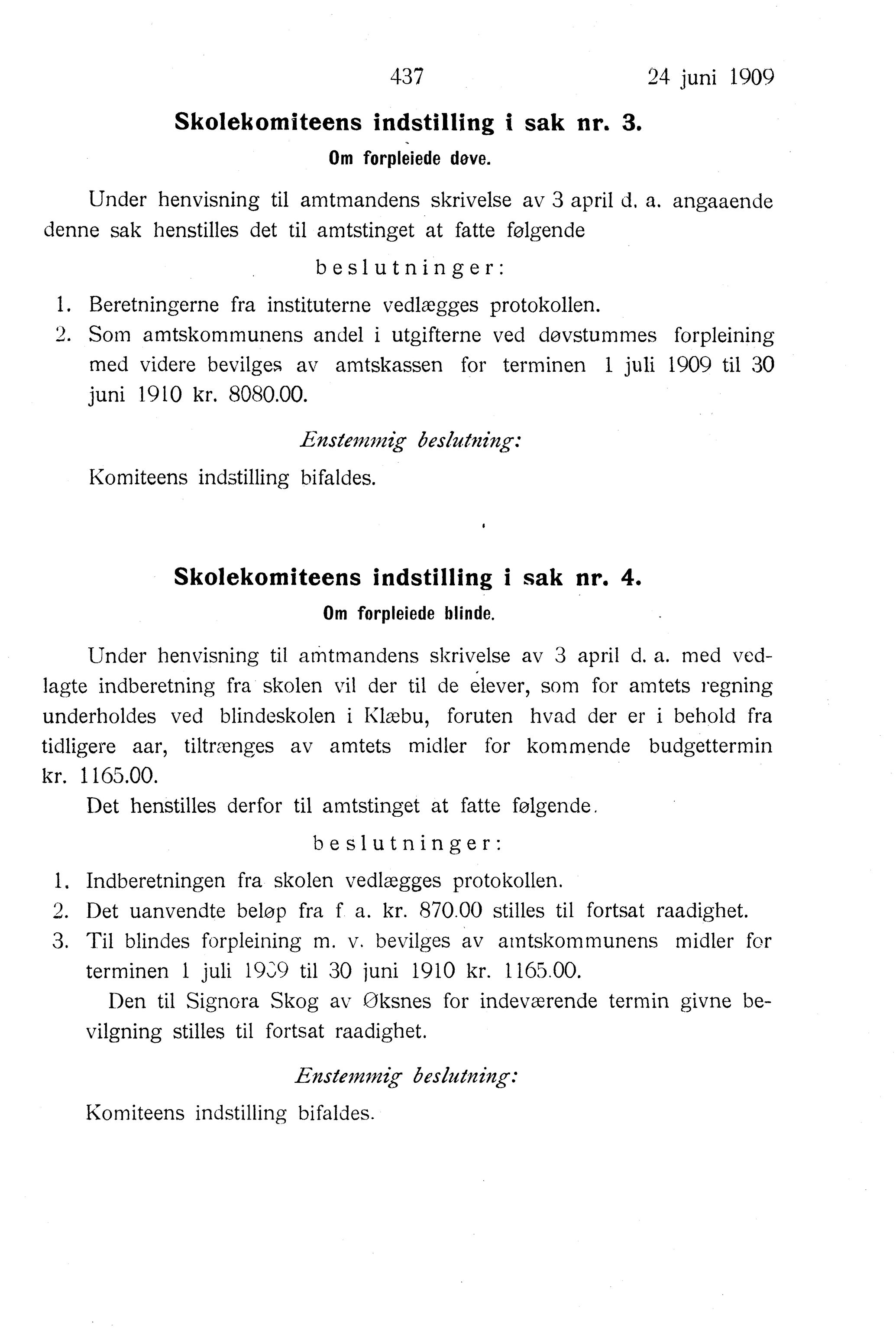 Nordland Fylkeskommune. Fylkestinget, AIN/NFK-17/176/A/Ac/L0032: Fylkestingsforhandlinger 1909, 1909