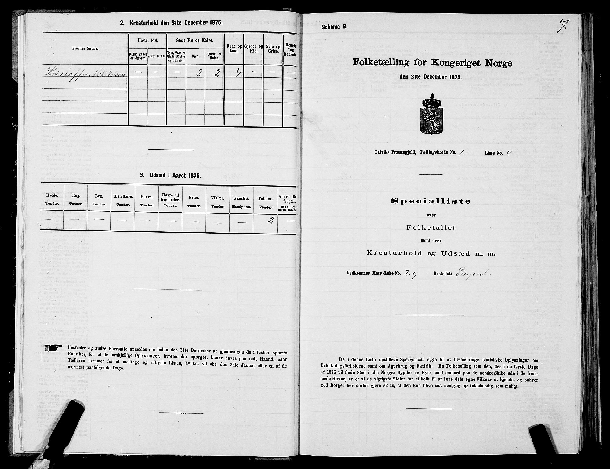 SATØ, Folketelling 1875 for 2013P Talvik prestegjeld, 1875, s. 1007