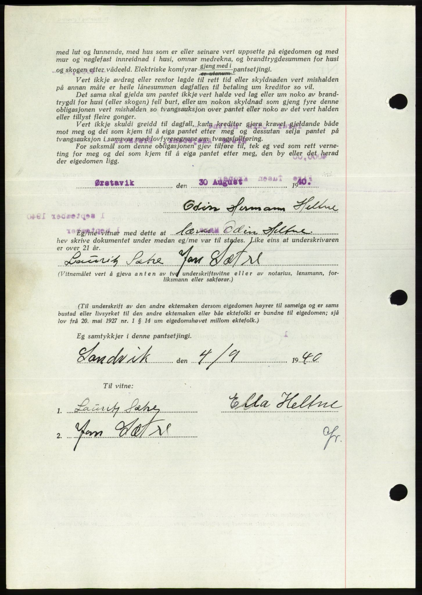 Søre Sunnmøre sorenskriveri, AV/SAT-A-4122/1/2/2C/L0070: Pantebok nr. 64, 1940-1941, Dagboknr: 859/1940