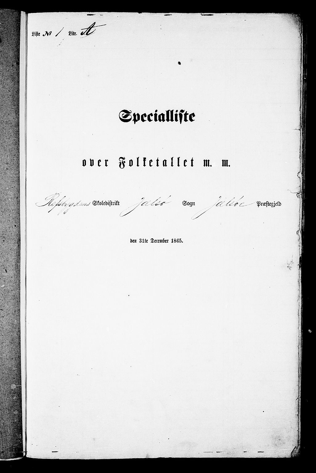 RA, Folketelling 1865 for 1138P Jelsa prestegjeld, 1865, s. 9