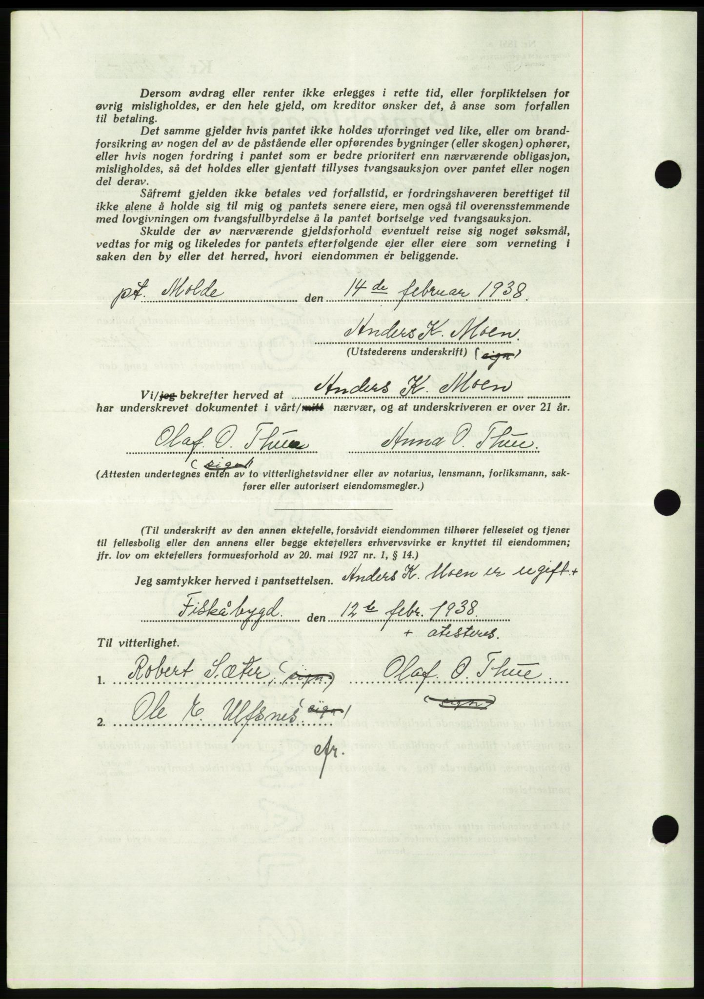 Søre Sunnmøre sorenskriveri, AV/SAT-A-4122/1/2/2C/L0065: Pantebok nr. 59, 1938-1938, Dagboknr: 218/1938