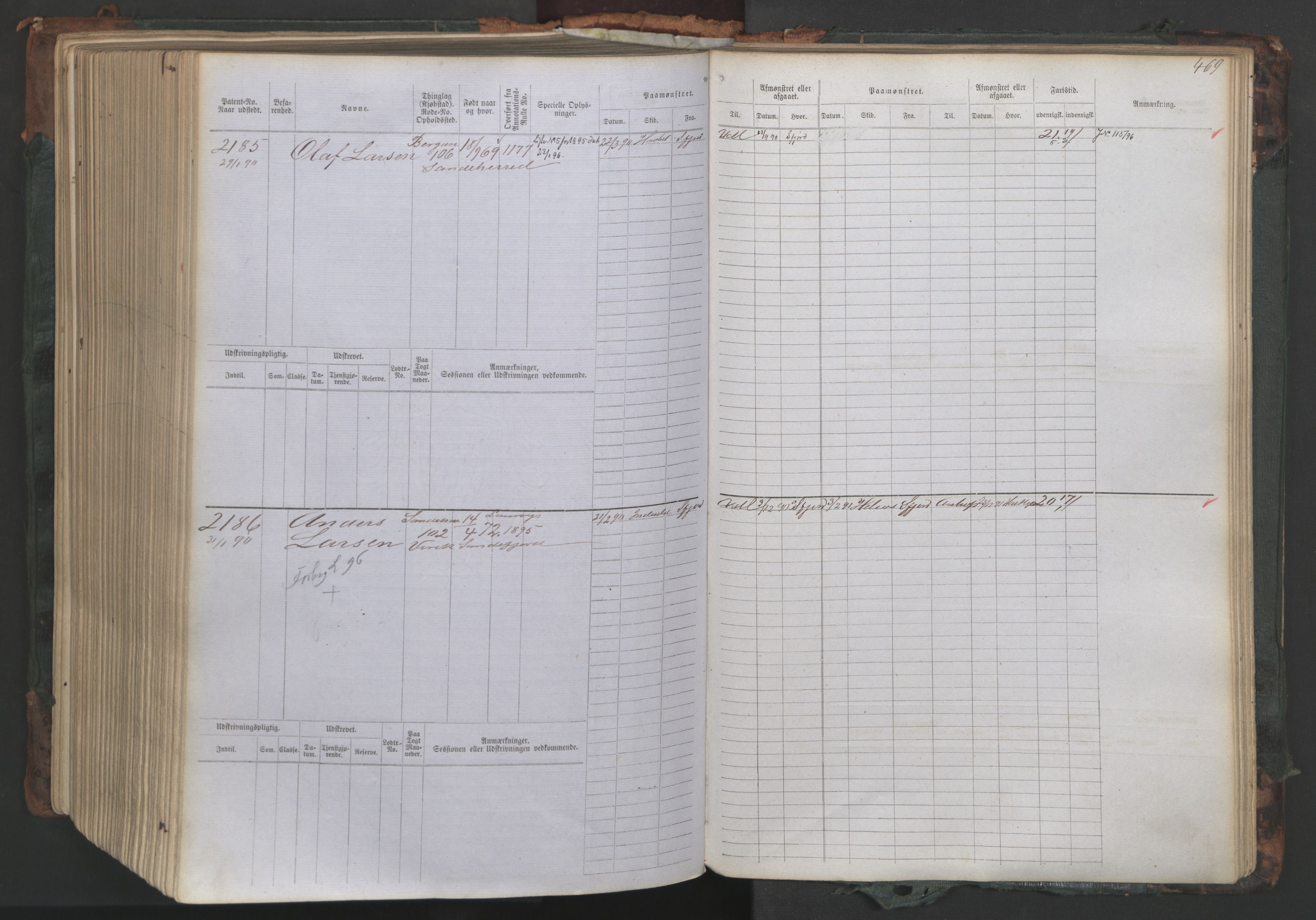 Sandefjord innrulleringskontor, SAKO/A-788/F/Fb/L0007: Hovedrulle, 1887, s. 469
