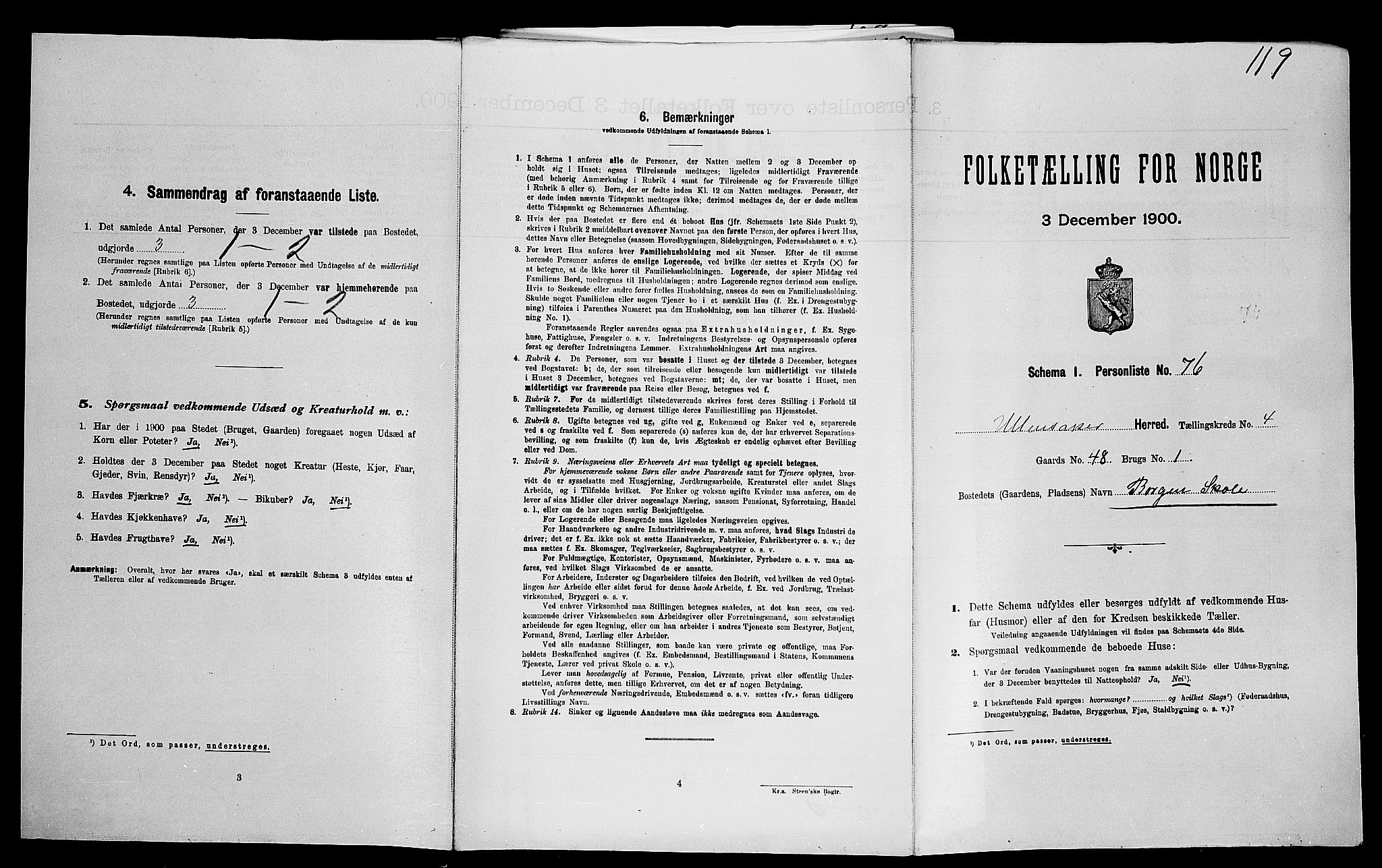 SAO, Folketelling 1900 for 0235 Ullensaker herred, 1900