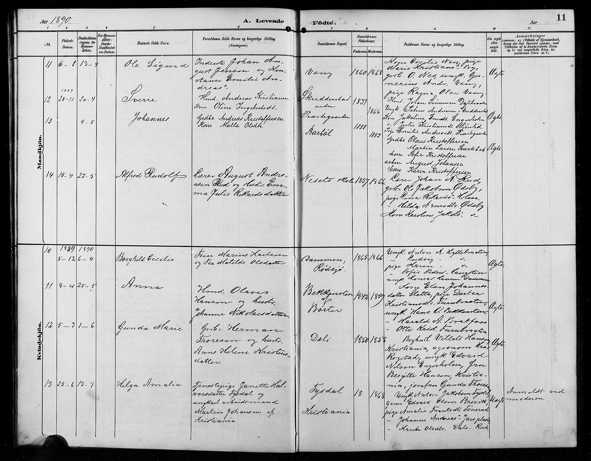 Enebakk prestekontor Kirkebøker, AV/SAO-A-10171c/G/Ga/L0006: Klokkerbok nr. I 6, 1889-1911, s. 11