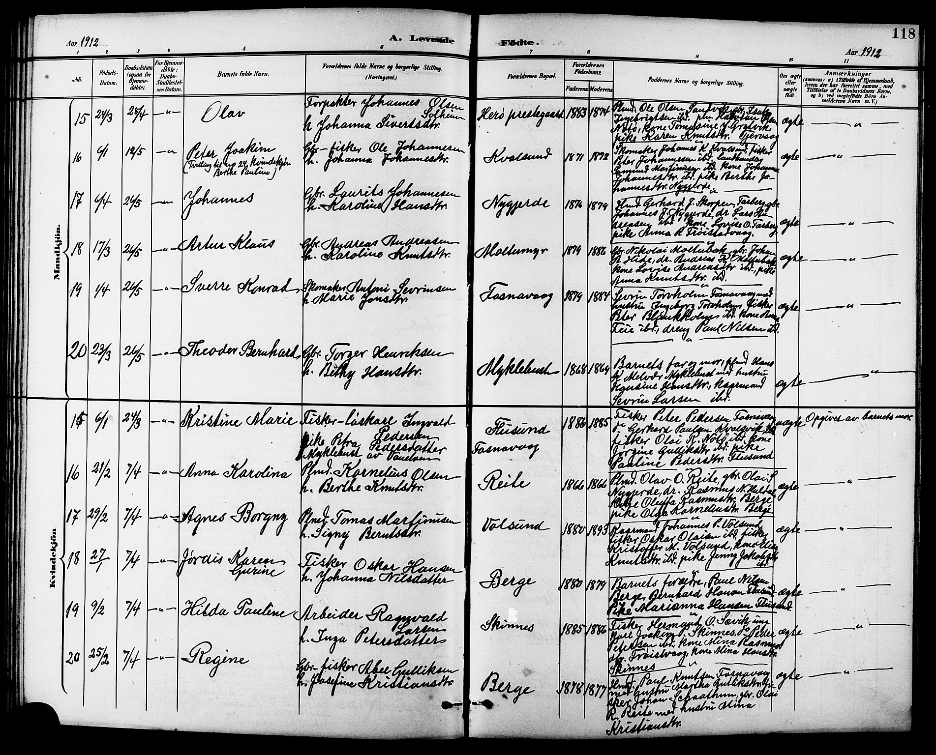 Ministerialprotokoller, klokkerbøker og fødselsregistre - Møre og Romsdal, AV/SAT-A-1454/507/L0082: Klokkerbok nr. 507C05, 1896-1914, s. 118