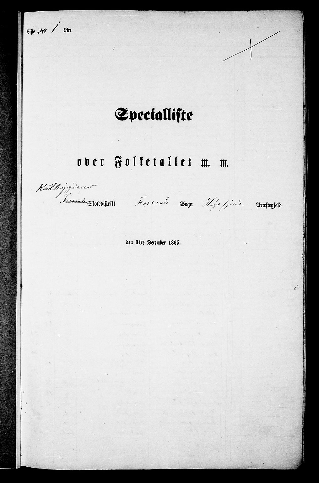 RA, Folketelling 1865 for 1128P Høgsfjord prestegjeld, 1865, s. 9