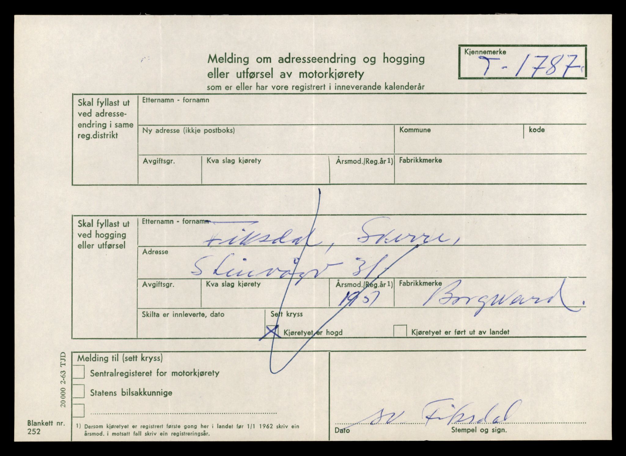 Møre og Romsdal vegkontor - Ålesund trafikkstasjon, AV/SAT-A-4099/F/Fe/L0015: Registreringskort for kjøretøy T 1700 - T 1850, 1927-1998, s. 1793