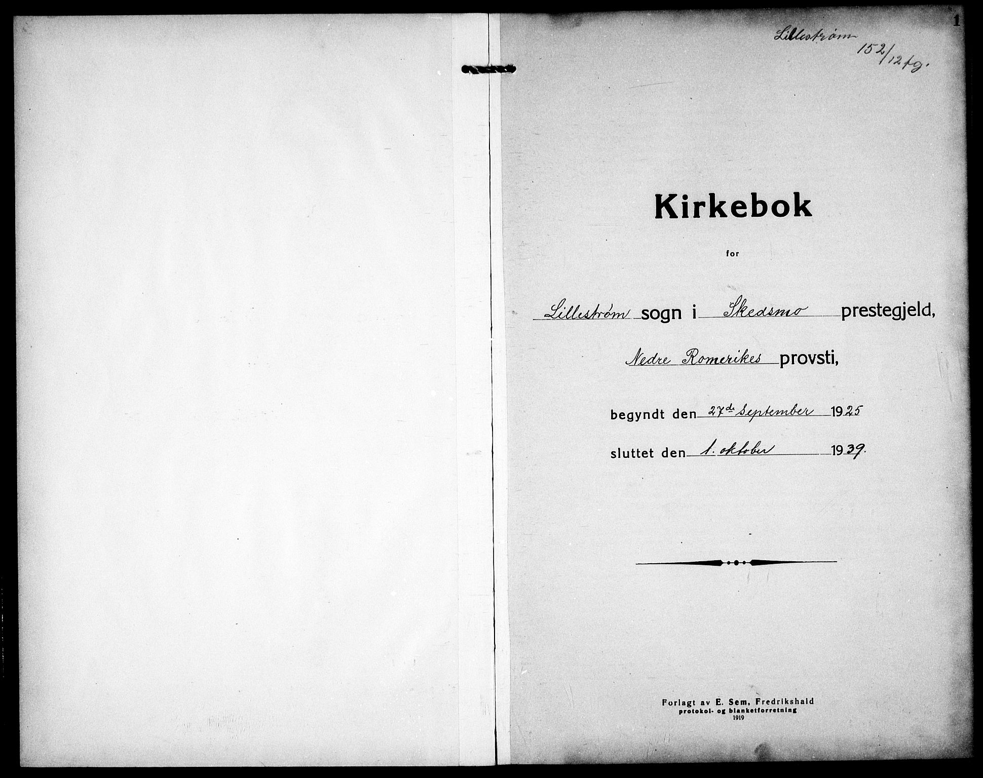 Skedsmo prestekontor Kirkebøker, AV/SAO-A-10033a/G/Gc/L0003: Klokkerbok nr. III 4, 1926-1939, s. 1