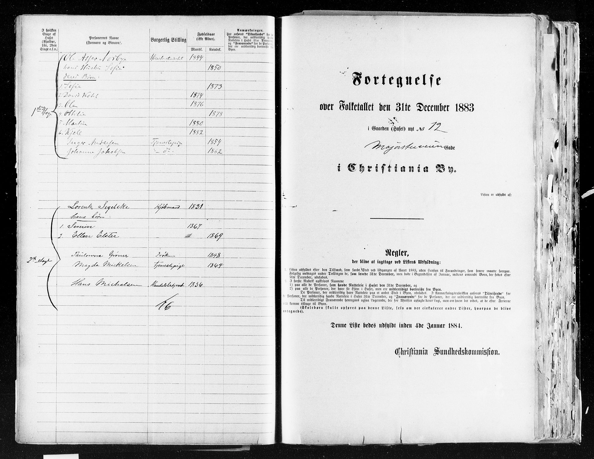 OBA, Kommunal folketelling 31.12.1883 for Kristiania kjøpstad, 1883, s. 2612