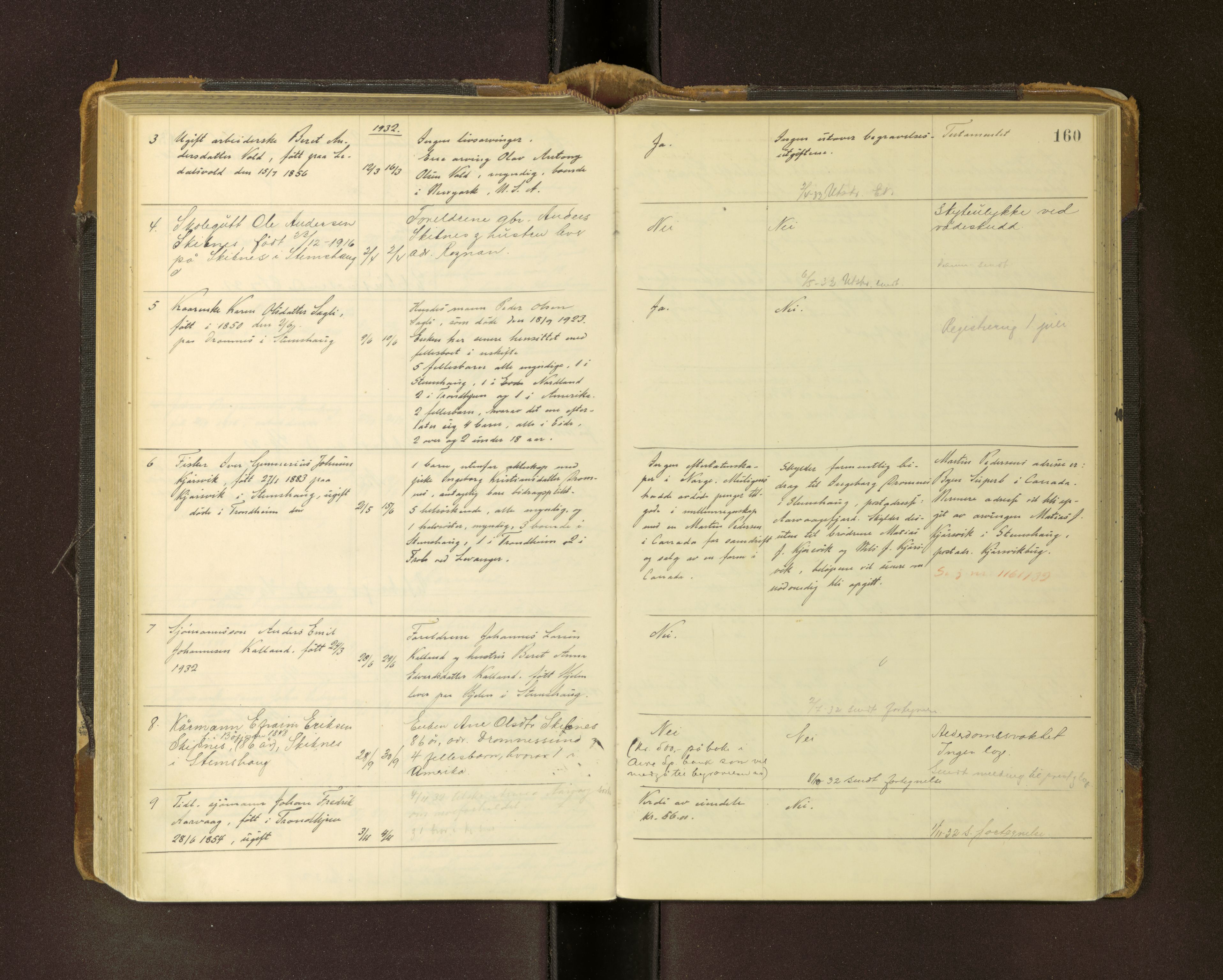 Aure lensmannskontor, AV/SAT-A-1088/1/02/L0004: 2.01.04 Dødsfallsprotokoll, 1927-1965, s. 160