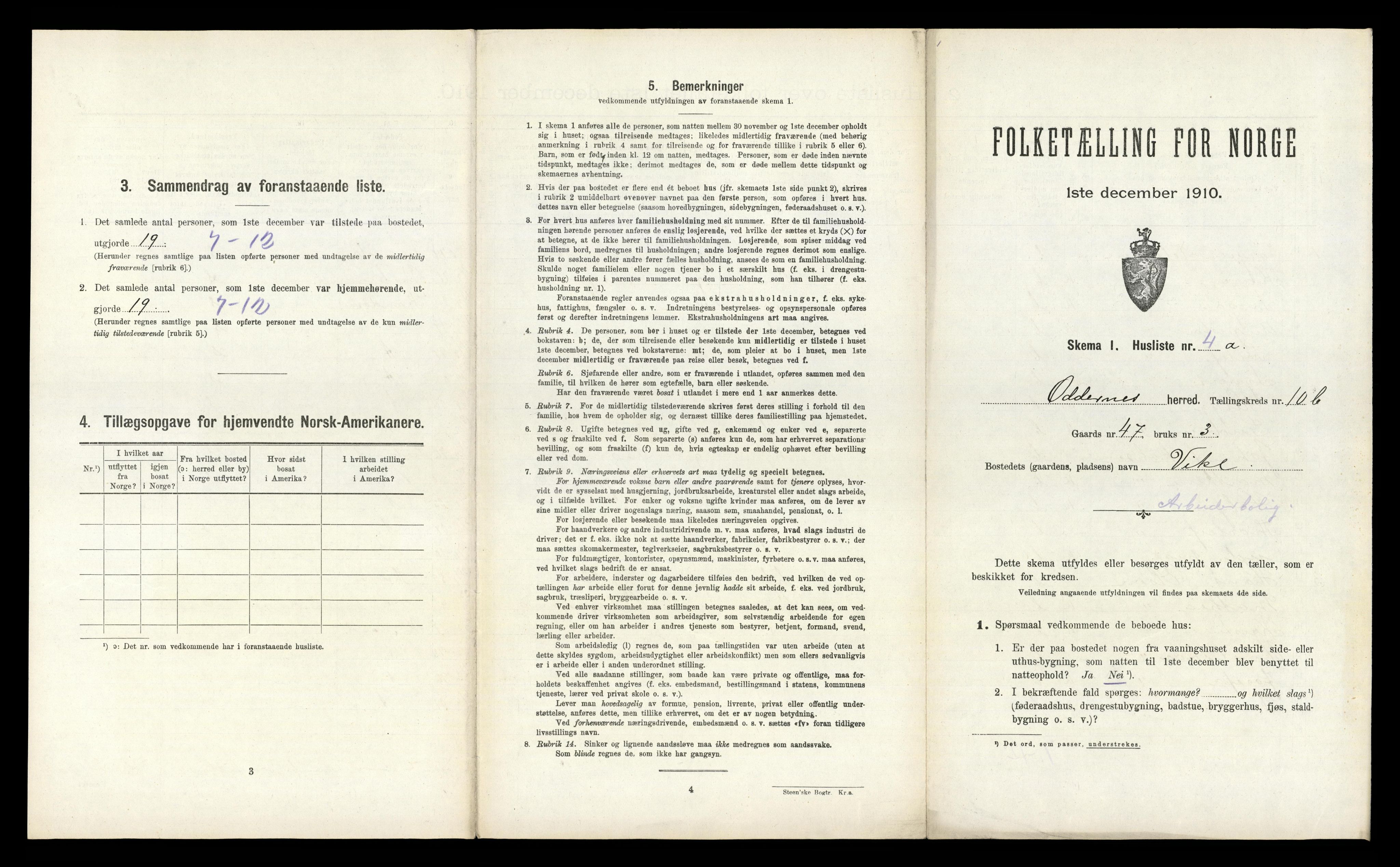 RA, Folketelling 1910 for 1012 Oddernes herred, 1910, s. 1095