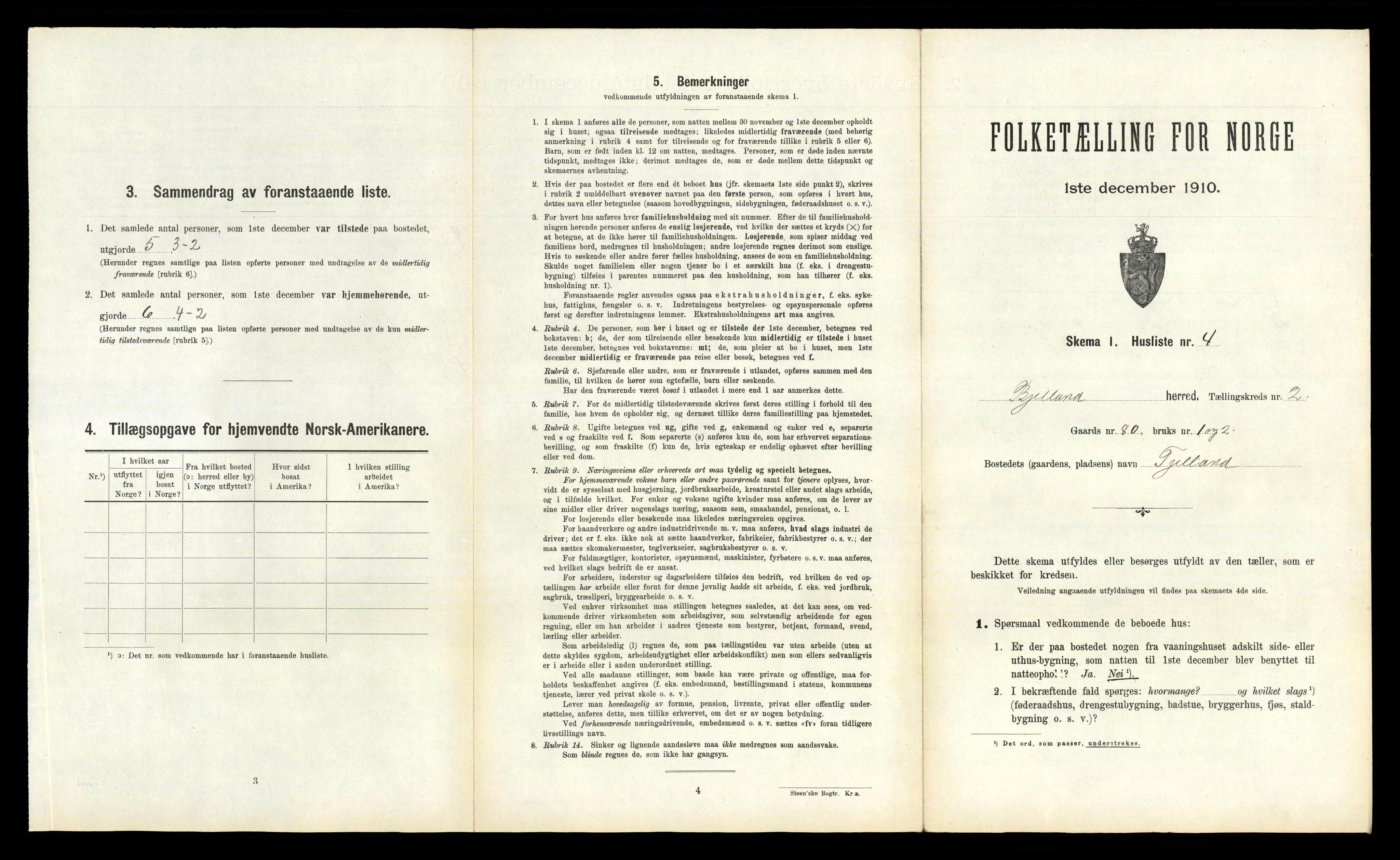 RA, Folketelling 1910 for 1024 Bjelland herred, 1910, s. 104