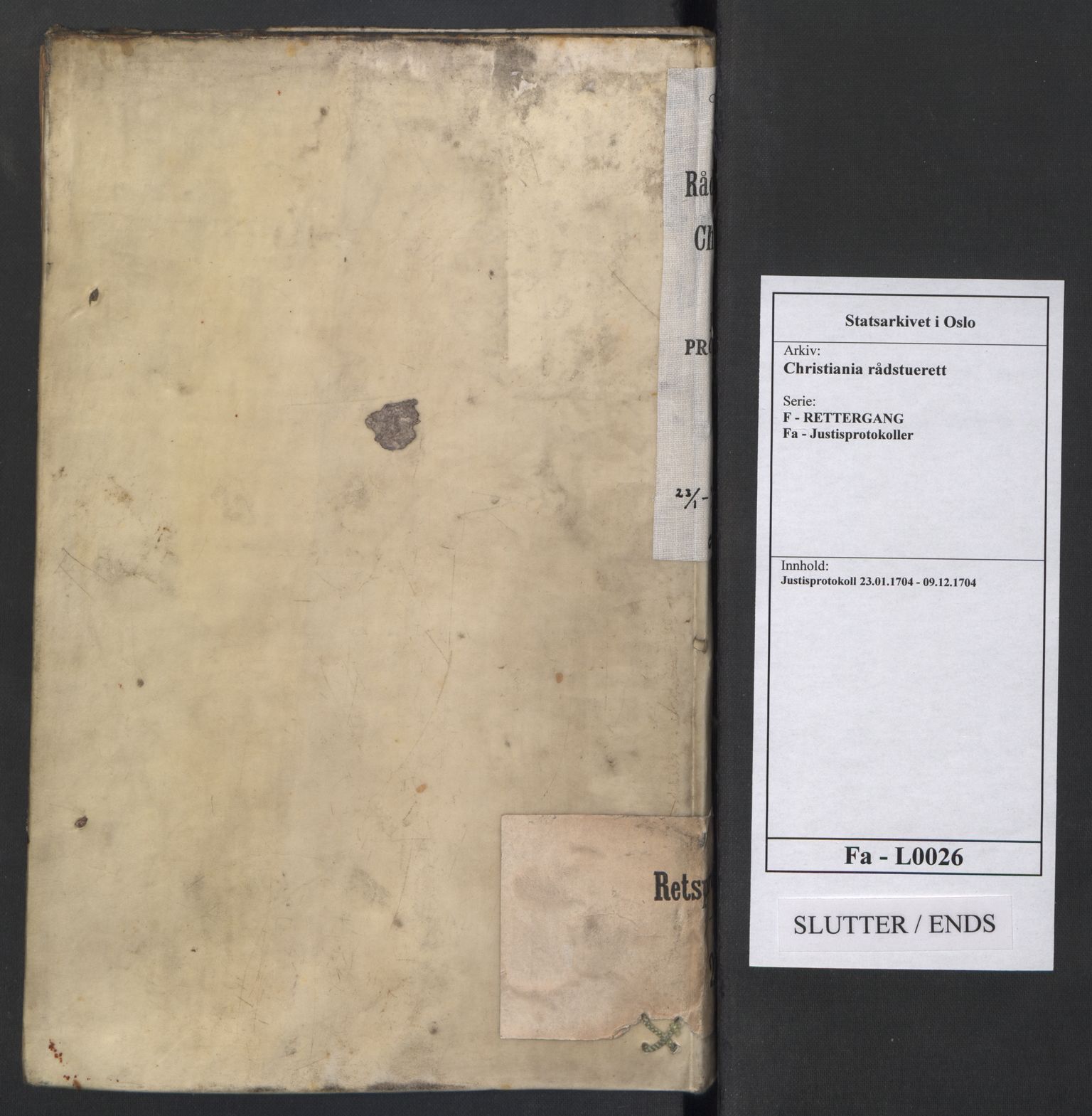 Christiania rådstuerett, AV/SAO-A-11132/F/Fa/L0026: Justisprotokoll, 1704