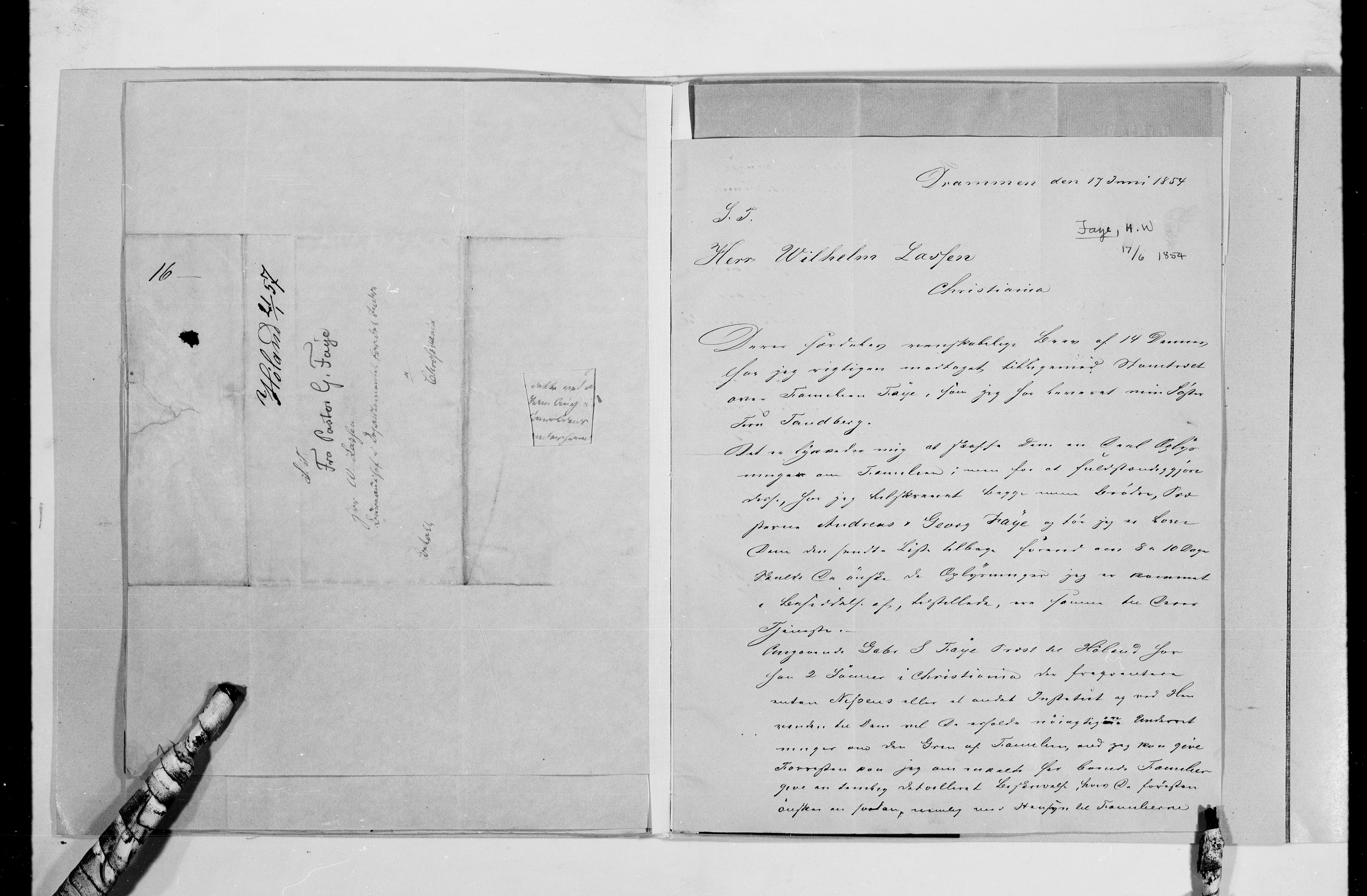Lassens samlinger, AV/RA-PA-0051/G/L0097: Alfabetisk ordnede brev til Wilhelm Lassen: Fabritius - Grønvold, 1815-1907, s. 36