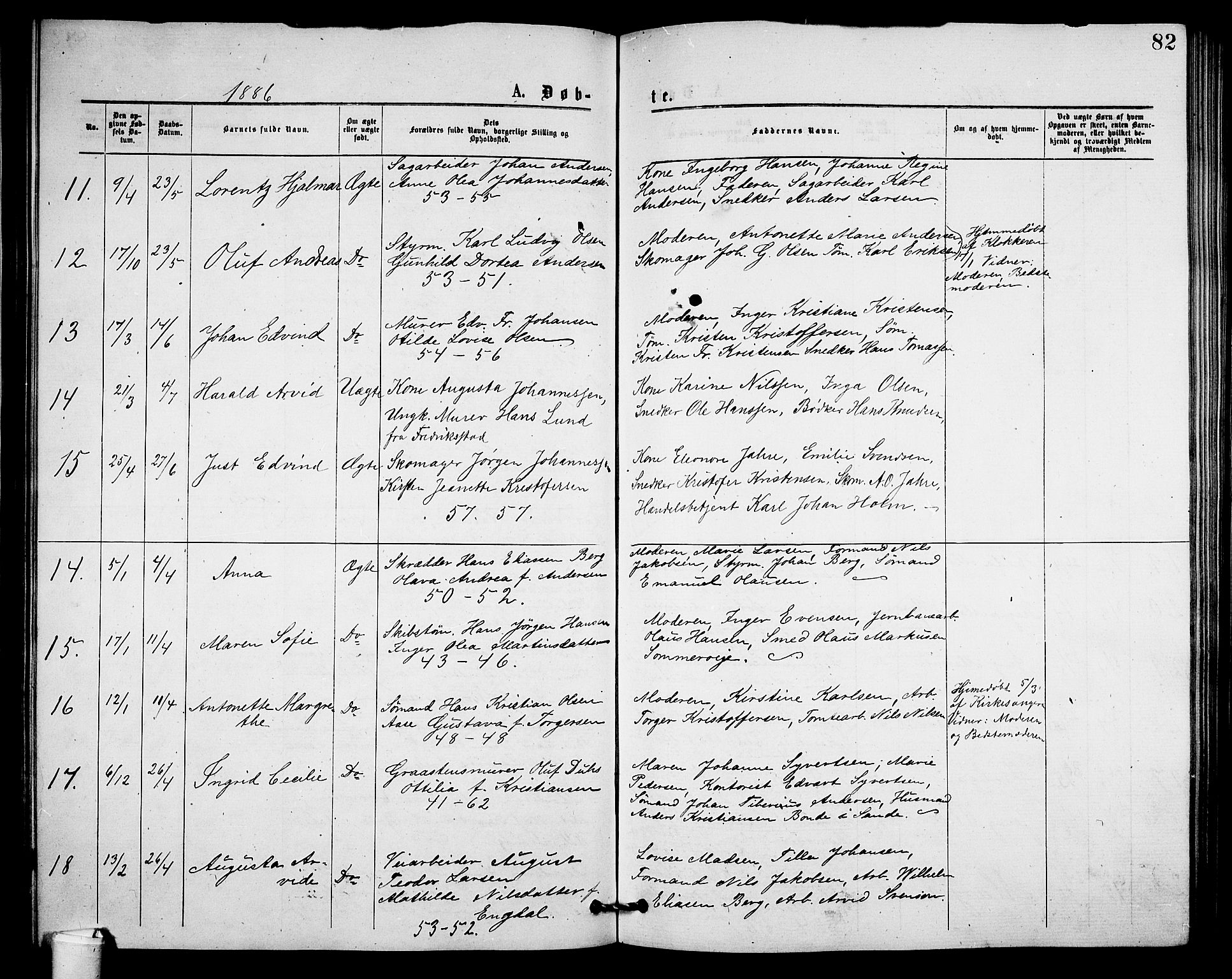 Holmestrand kirkebøker, AV/SAKO-A-346/G/Ga/L0004: Klokkerbok nr. 4, 1874-1888, s. 82