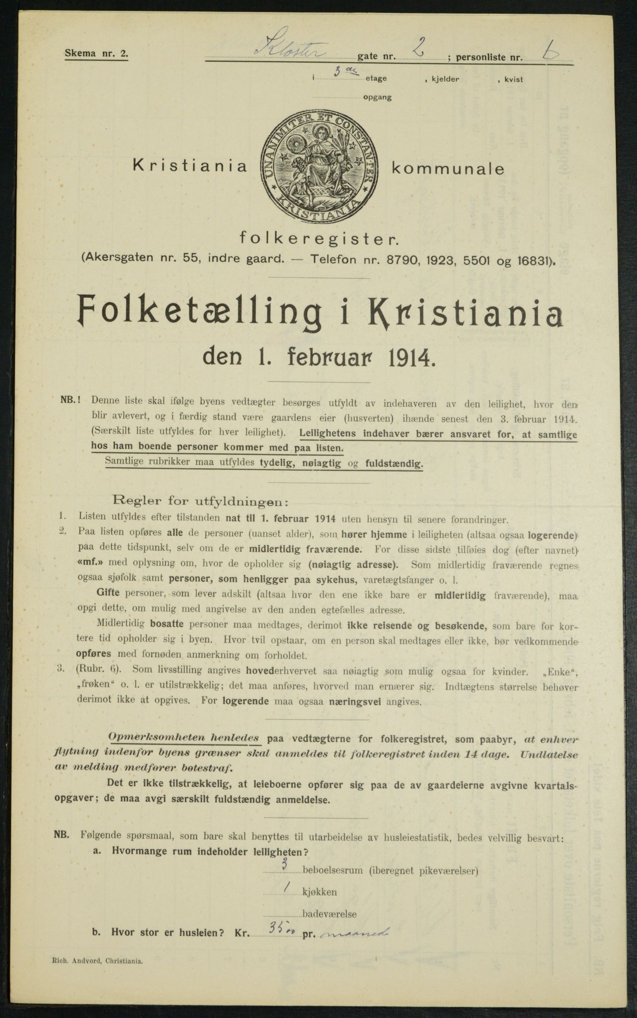 OBA, Kommunal folketelling 1.2.1914 for Kristiania, 1914, s. 52020