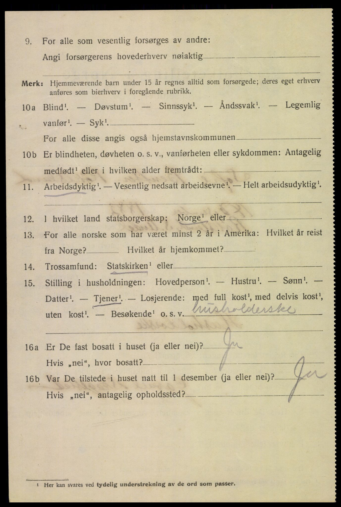 SAK, Folketelling 1920 for 1002 Mandal ladested, 1920, s. 7262