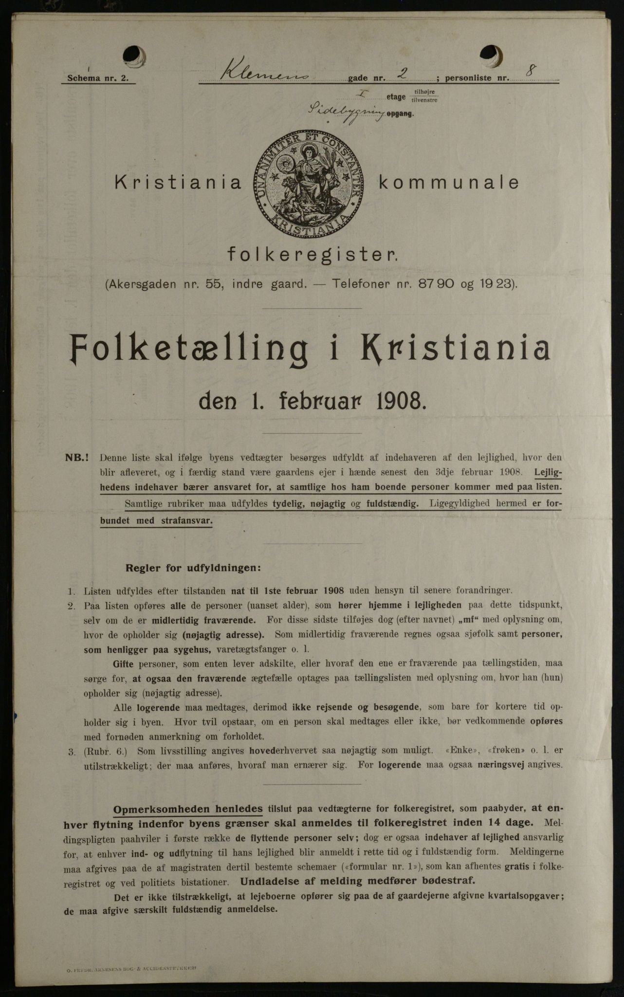 OBA, Kommunal folketelling 1.2.1908 for Kristiania kjøpstad, 1908, s. 11997