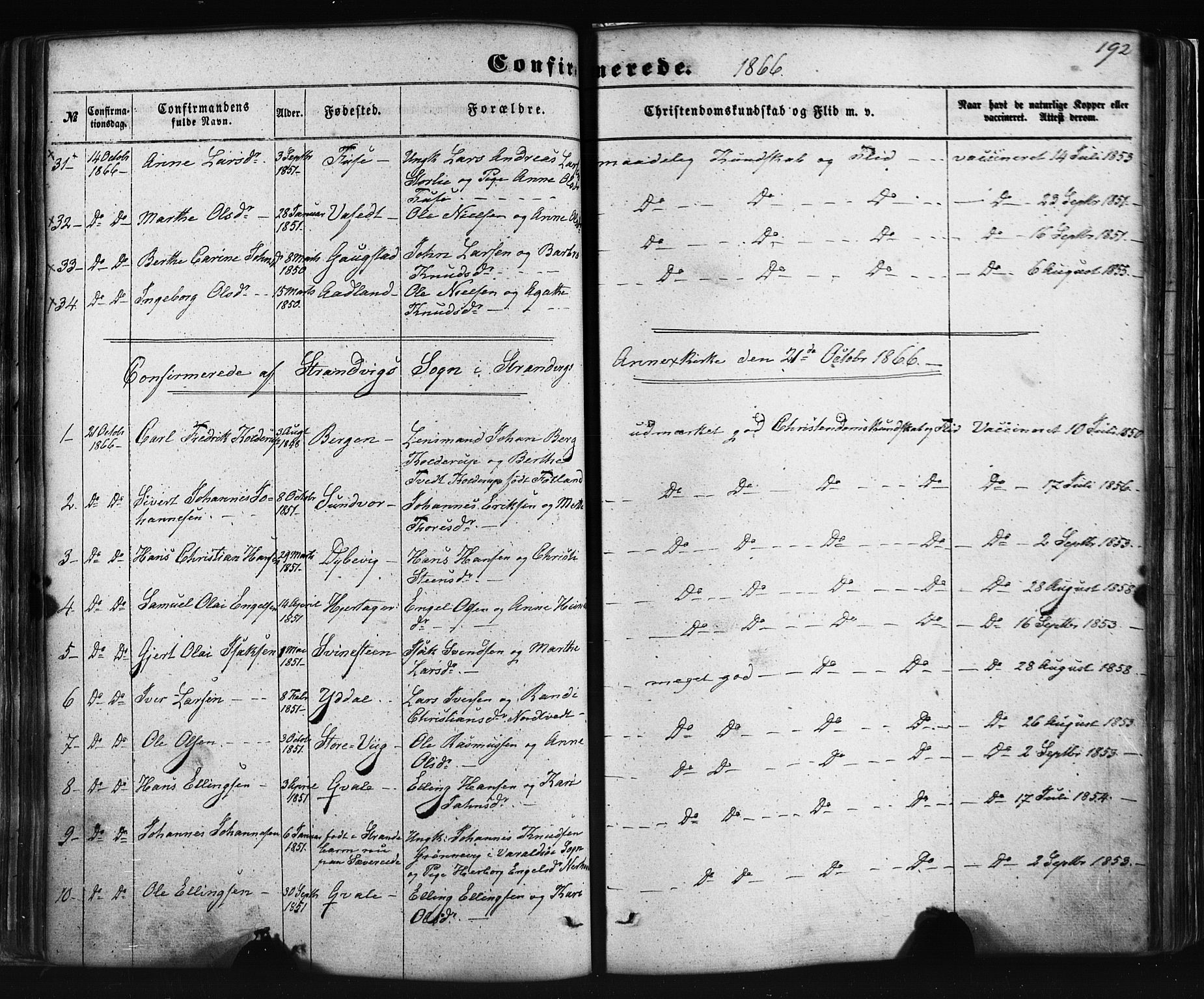 Fusa sokneprestembete, AV/SAB-A-75401/H/Haa: Ministerialbok nr. A 1I, 1855-1879, s. 192