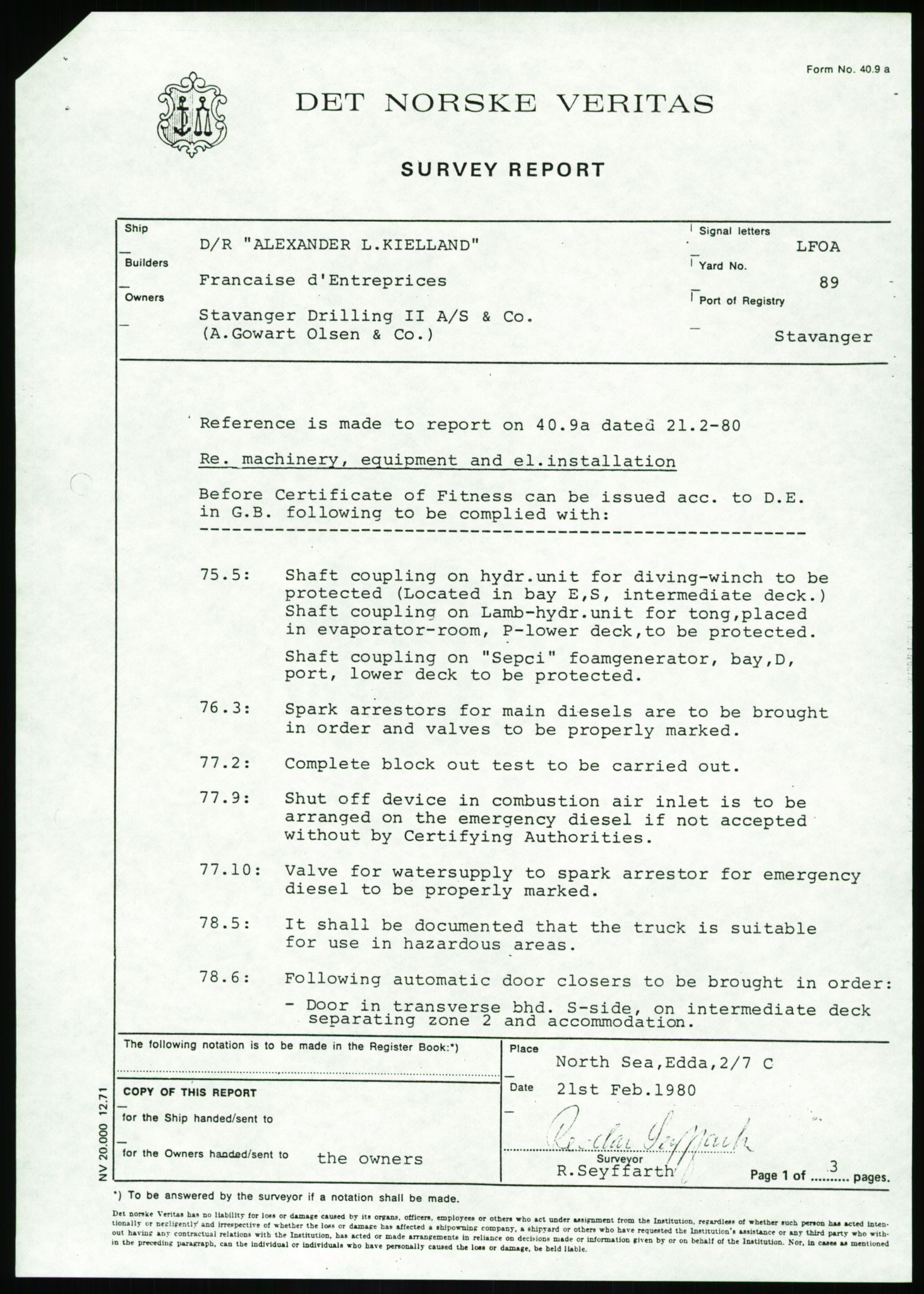 Justisdepartementet, Granskningskommisjonen ved Alexander Kielland-ulykken 27.3.1980, AV/RA-S-1165/D/L0002: I Det norske Veritas (I1-I5, I7-I11, I14-I17, I21-I28, I30-I31)/B Stavanger Drilling A/S (B4), 1980-1981, s. 675