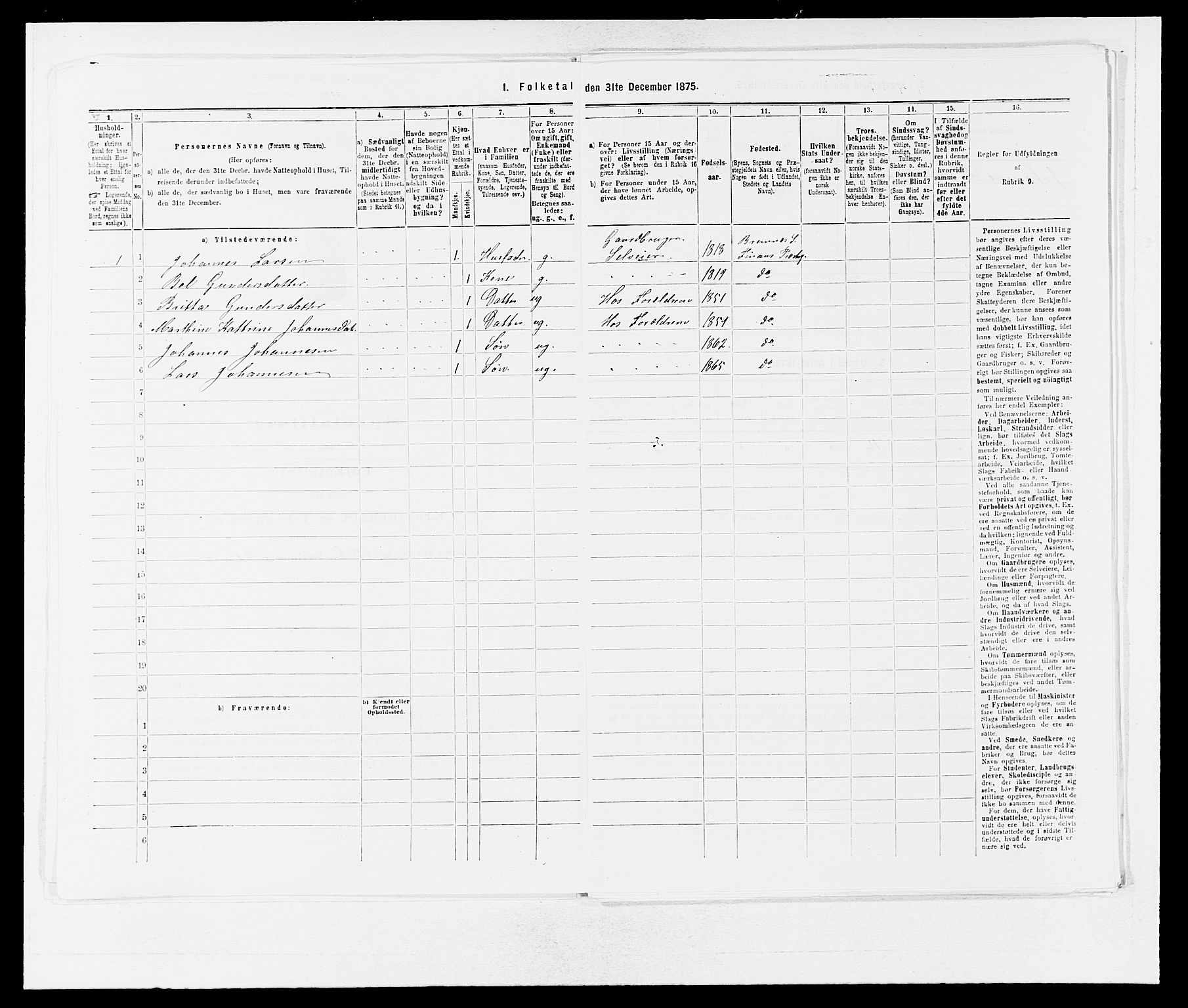 SAB, Folketelling 1875 for 1218P Finnås prestegjeld, 1875, s. 1489