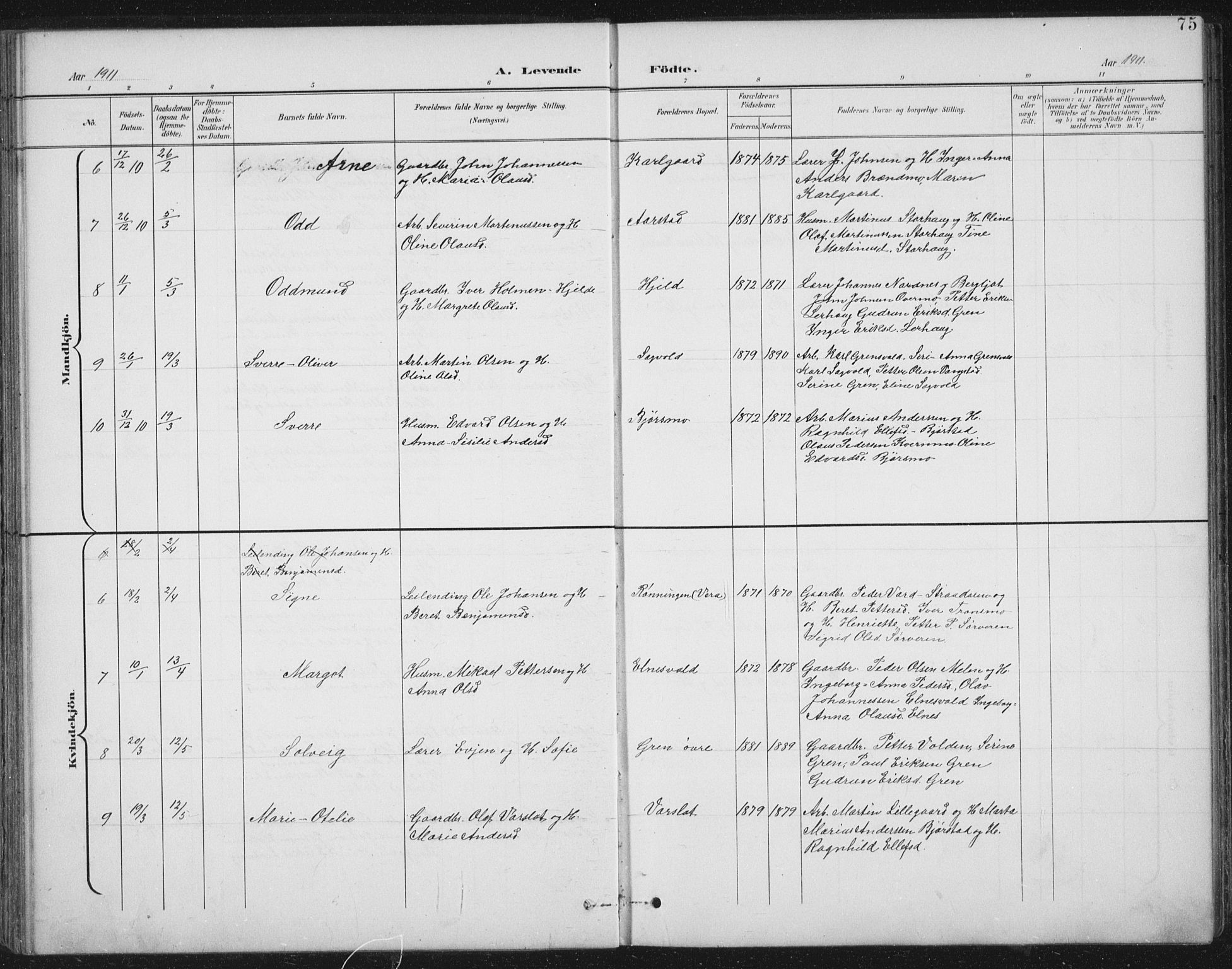 Ministerialprotokoller, klokkerbøker og fødselsregistre - Nord-Trøndelag, SAT/A-1458/724/L0269: Klokkerbok nr. 724C05, 1899-1920, s. 75