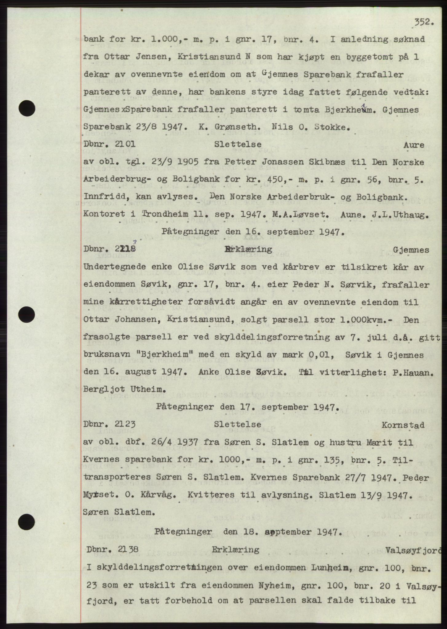 Nordmøre sorenskriveri, SAT/A-4132/1/2/2Ca: Pantebok nr. C82b, 1946-1951, Dagboknr: 2101/1947