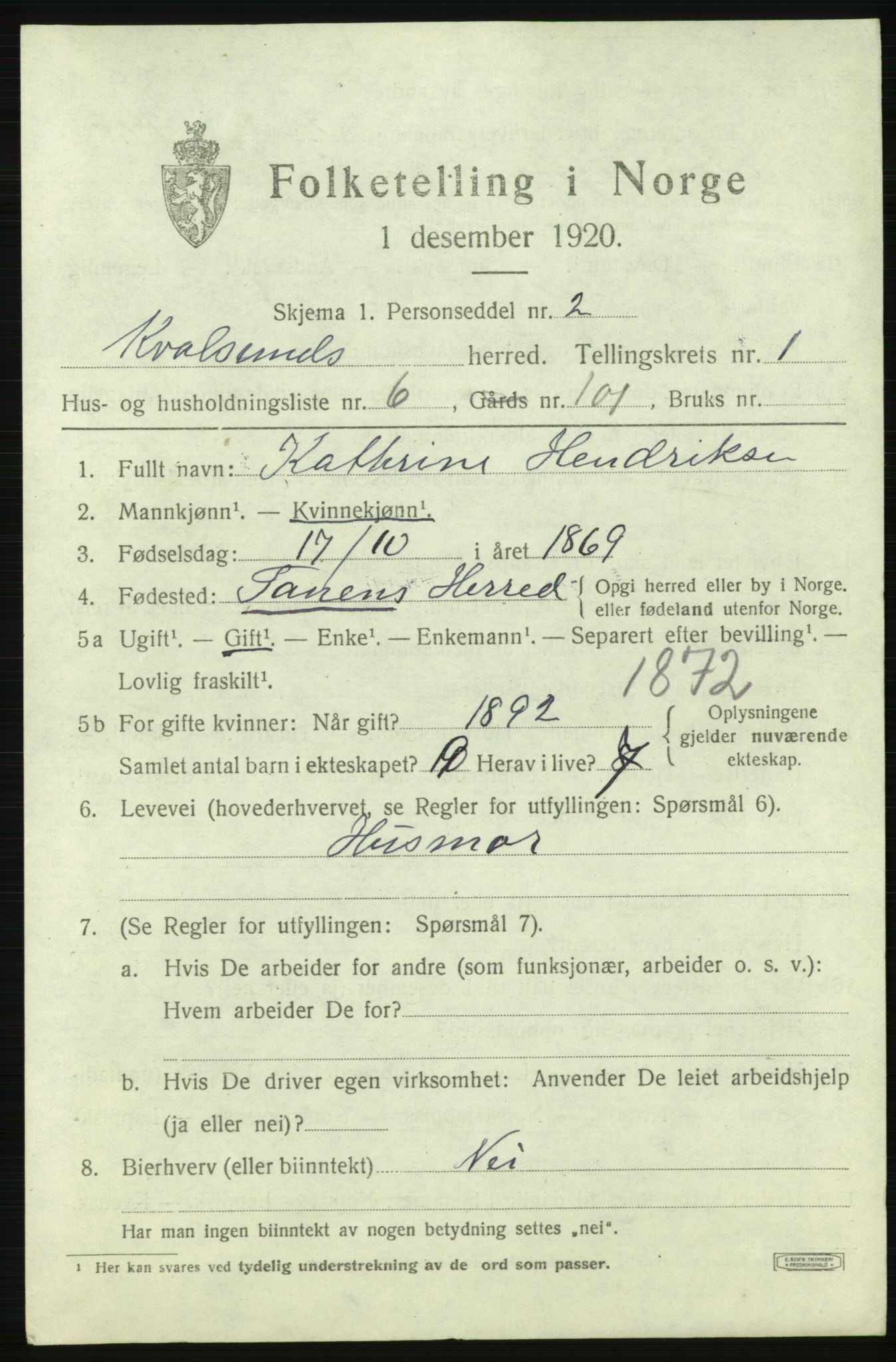 SATØ, Folketelling 1920 for 2017 Kvalsund herred, 1920, s. 522