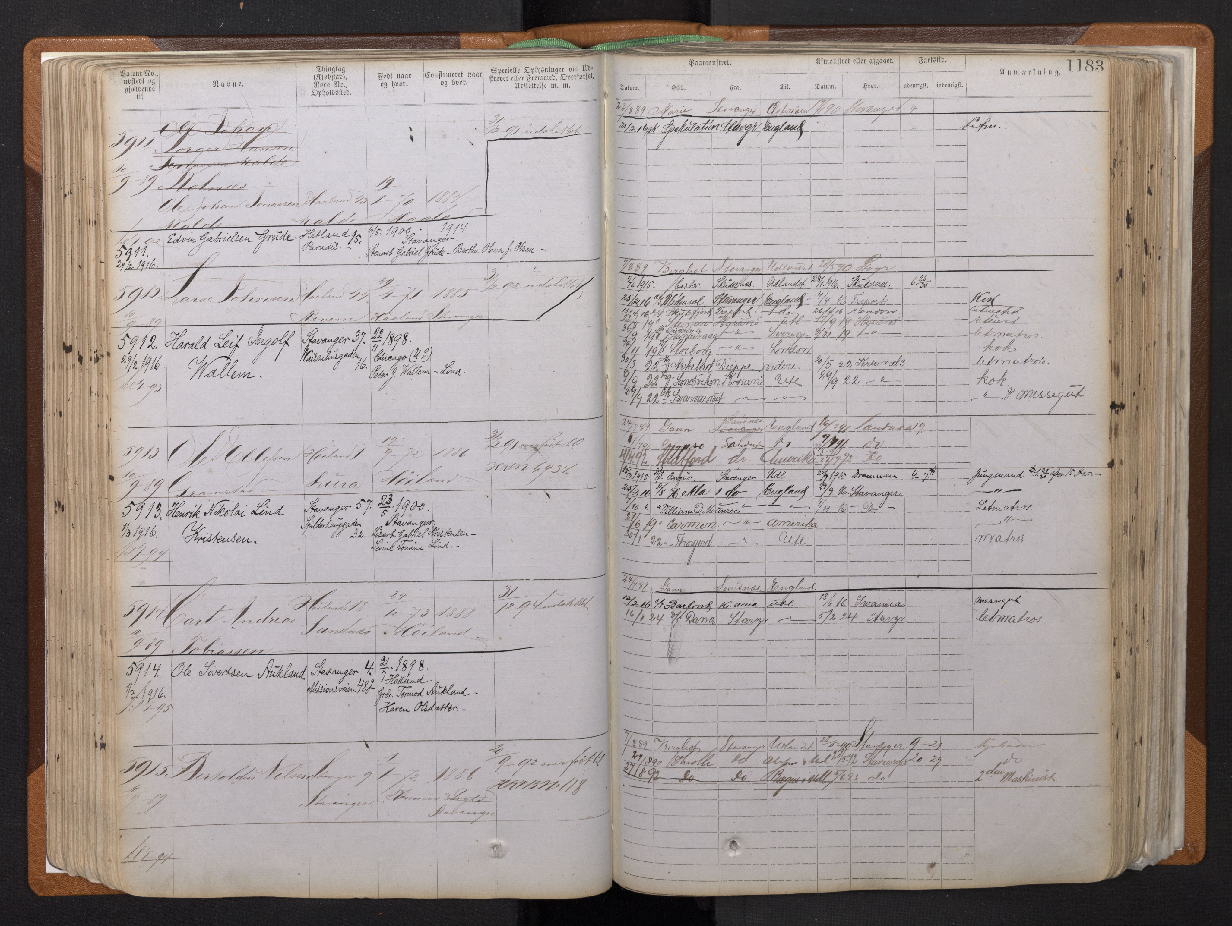 Stavanger sjømannskontor, AV/SAST-A-102006/F/Ff/L0011: Annotasjonsrulle, patentnr. 5225-7180 (dublett), 1887-1900, s. 153