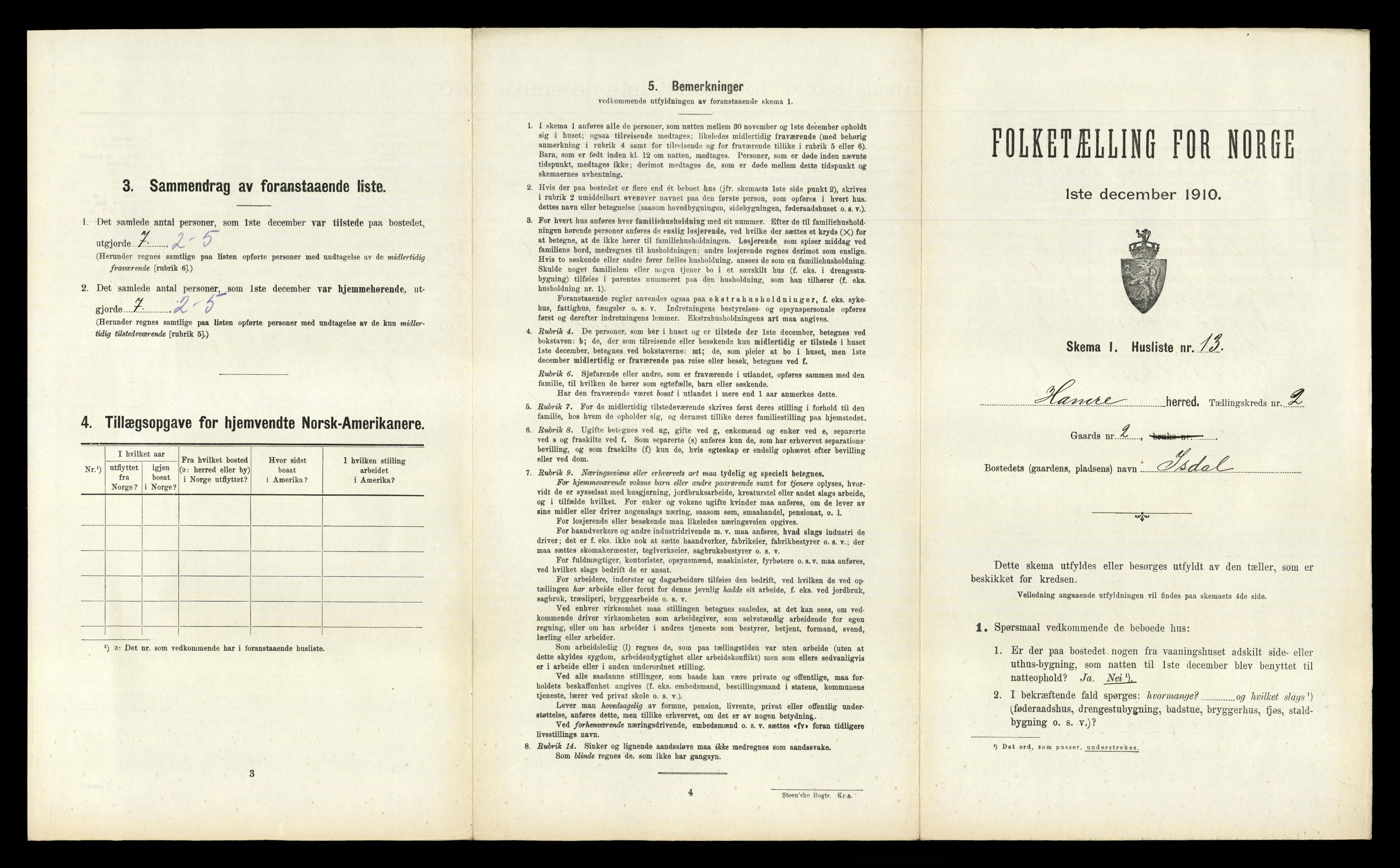 RA, Folketelling 1910 for 1254 Hamre herred, 1910, s. 98