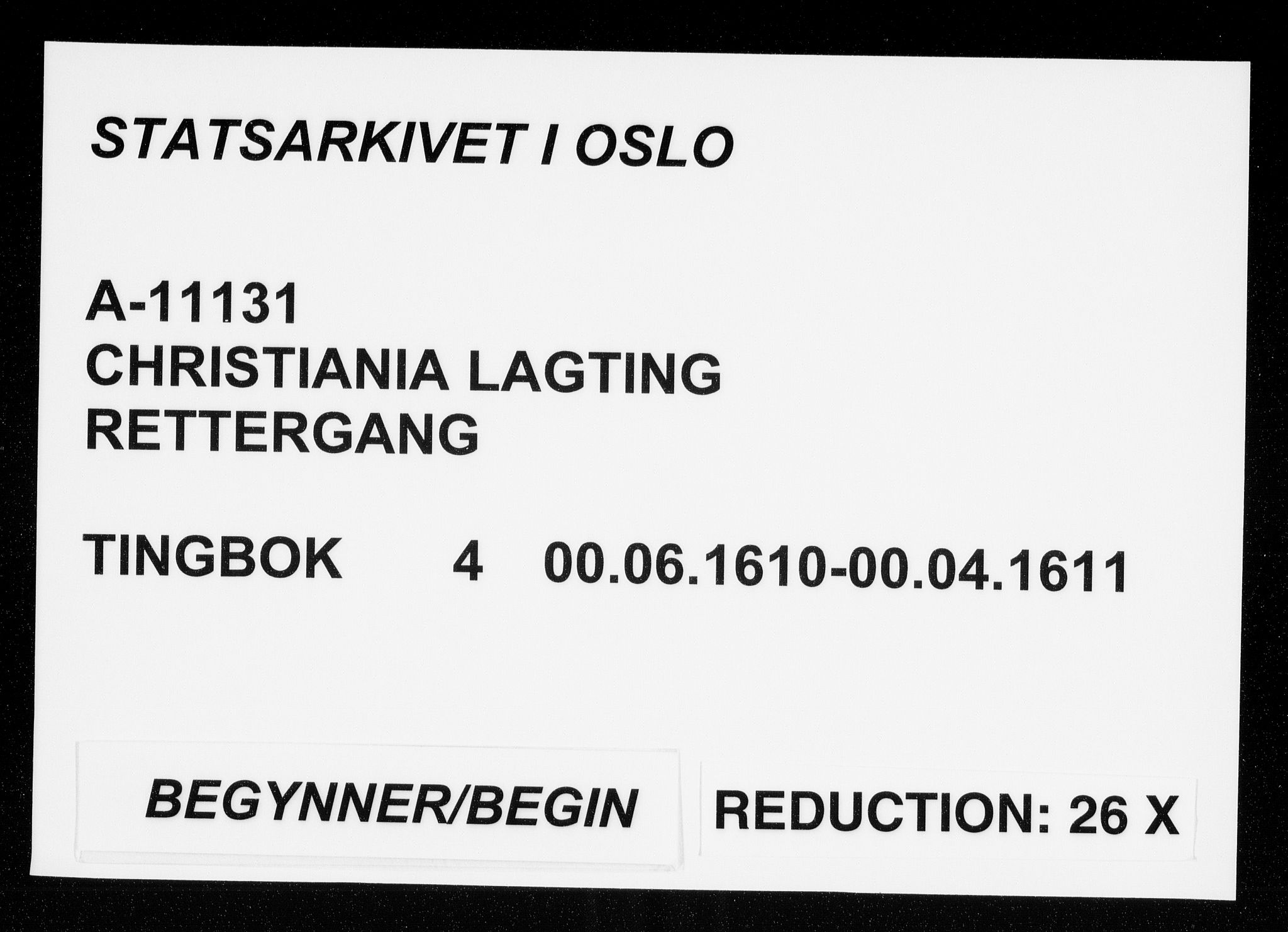 Christiania lagting, SAO/A-11131/F/Fa/L0004: Tingbok, 1610-1611