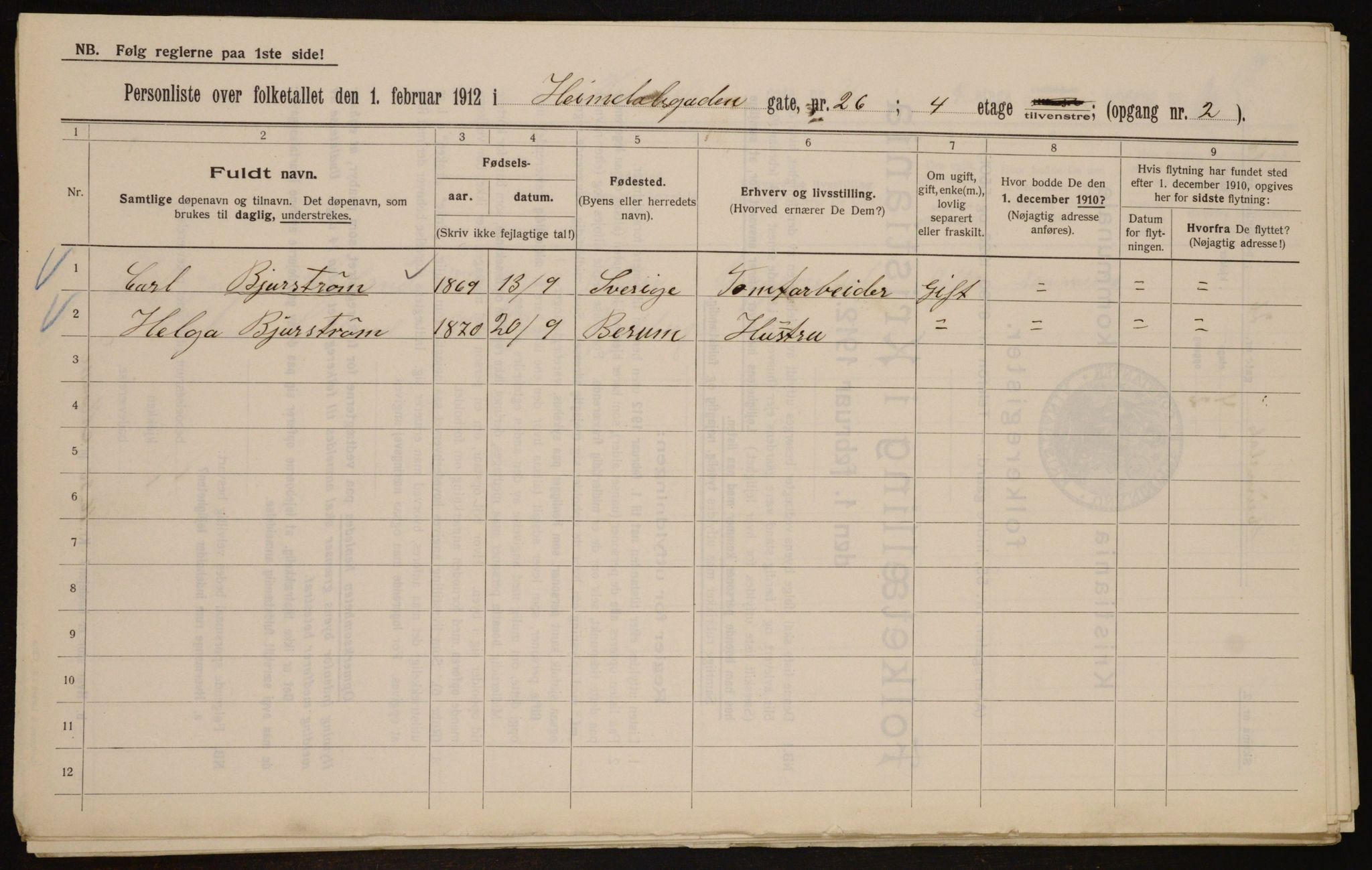 OBA, Kommunal folketelling 1.2.1912 for Kristiania, 1912, s. 37206