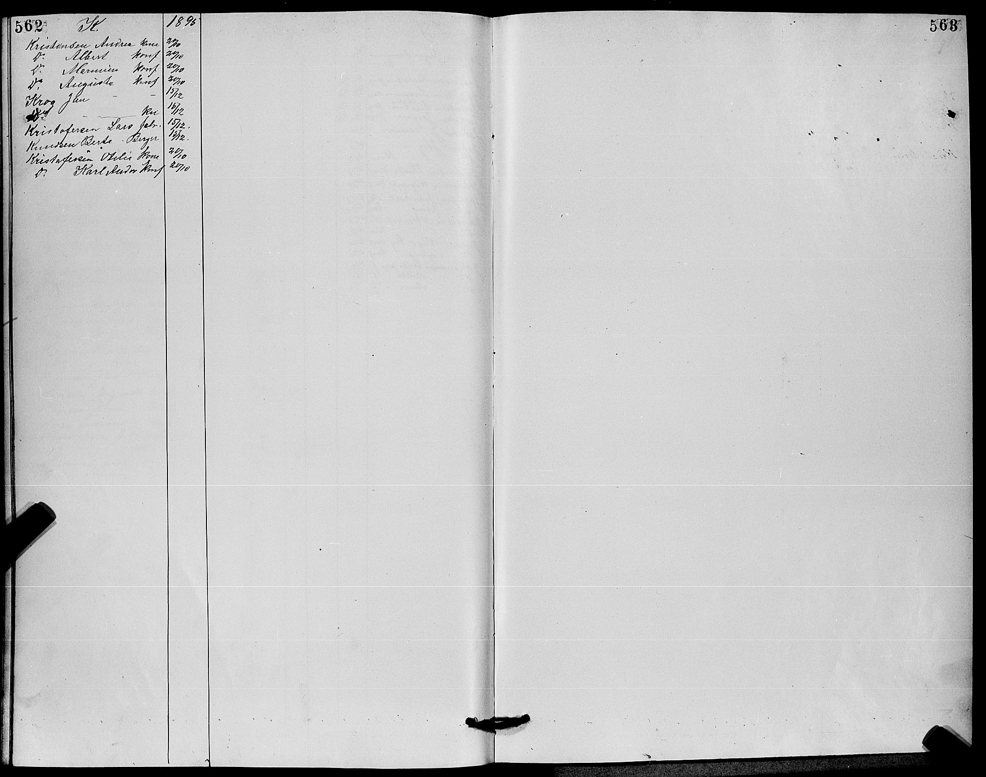 Strømm kirkebøker, SAKO/A-322/G/Ga/L0002: Klokkerbok nr. I 2, 1885-1888, s. 562-563