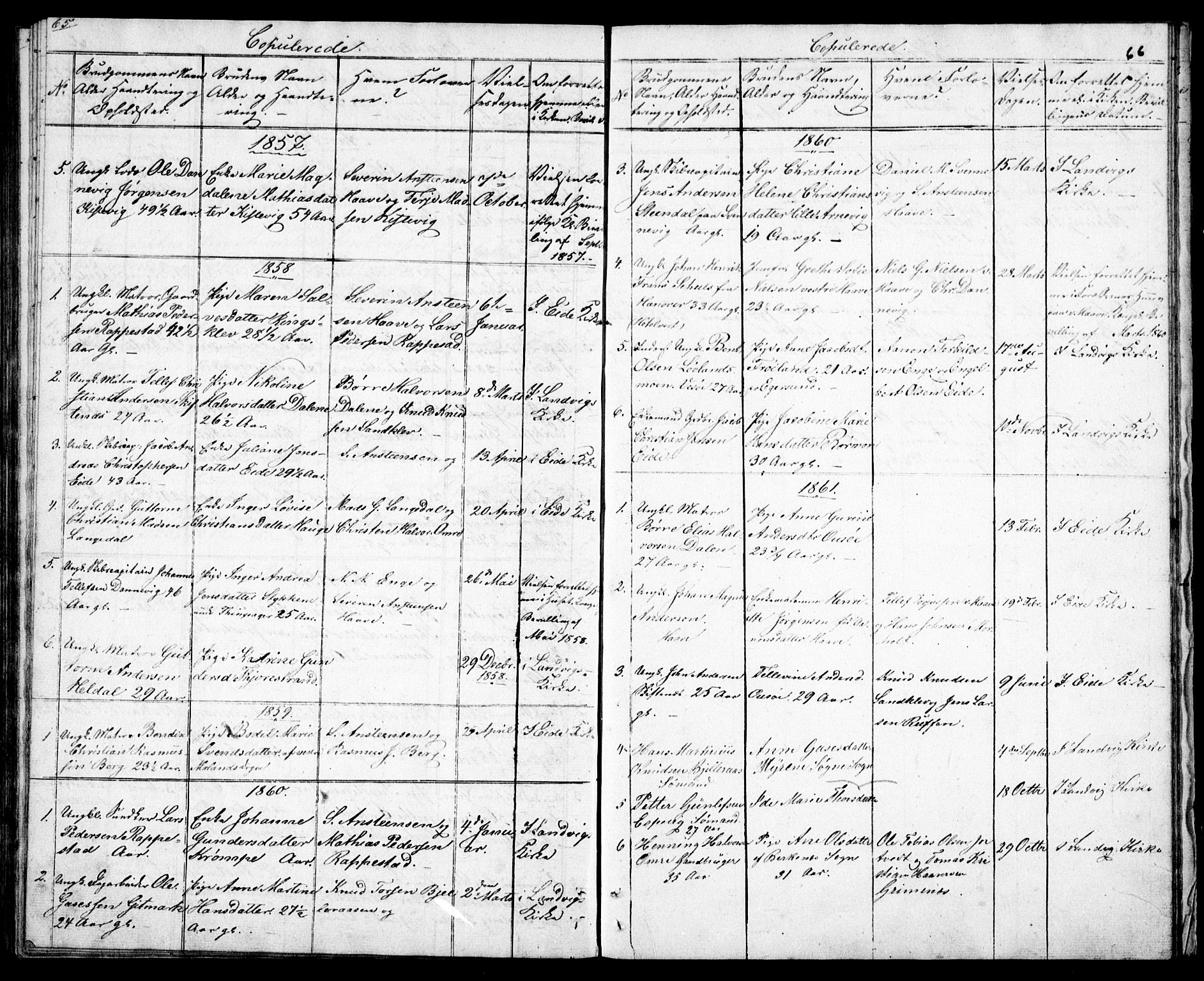 Hommedal sokneprestkontor, AV/SAK-1111-0023/F/Fb/Fba/L0002: Klokkerbok nr. B 2, 1841-1863, s. 66