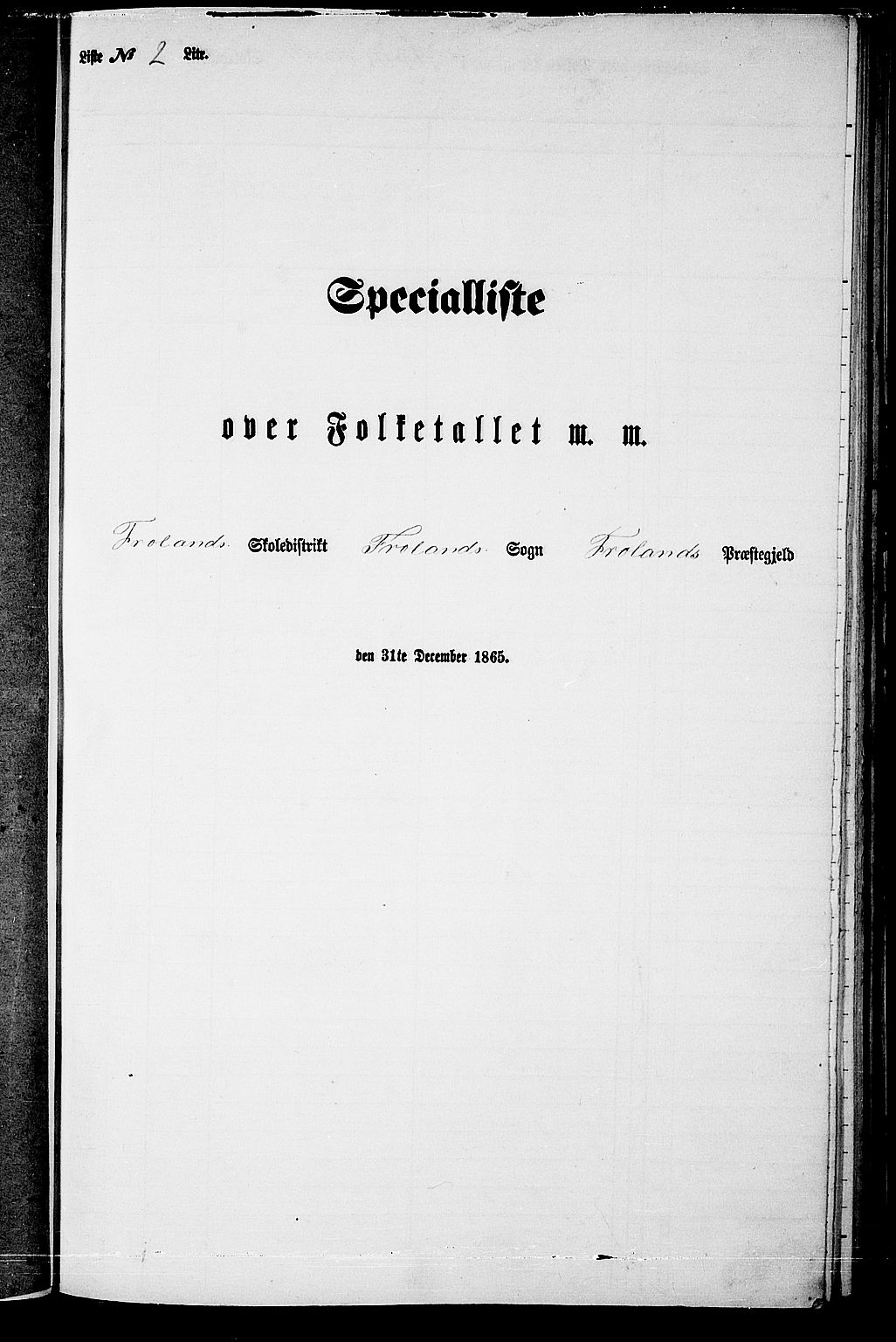 RA, Folketelling 1865 for 0919P Froland prestegjeld, 1865, s. 30