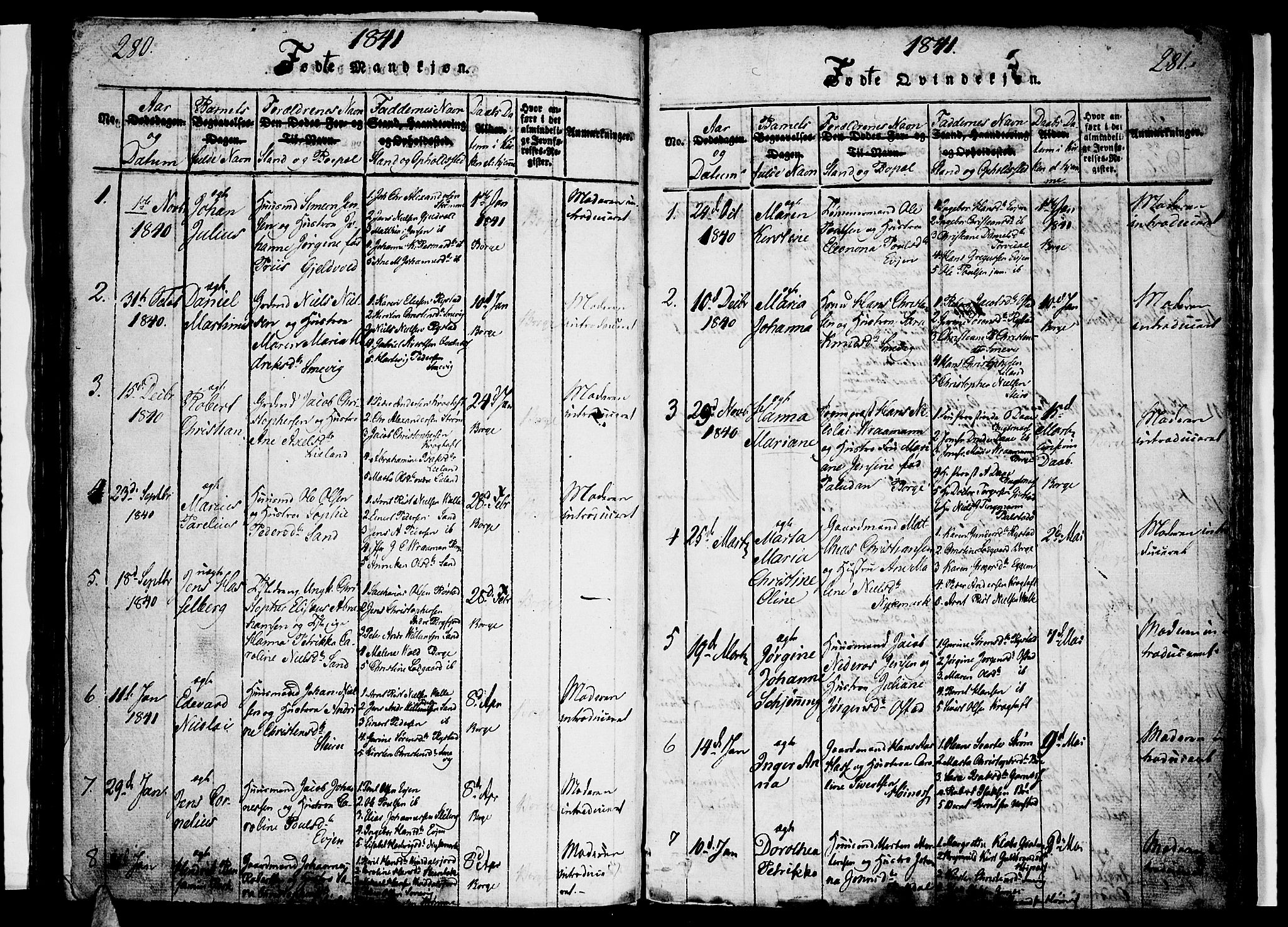 Ministerialprotokoller, klokkerbøker og fødselsregistre - Nordland, AV/SAT-A-1459/880/L1130: Ministerialbok nr. 880A04, 1821-1843, s. 280-281