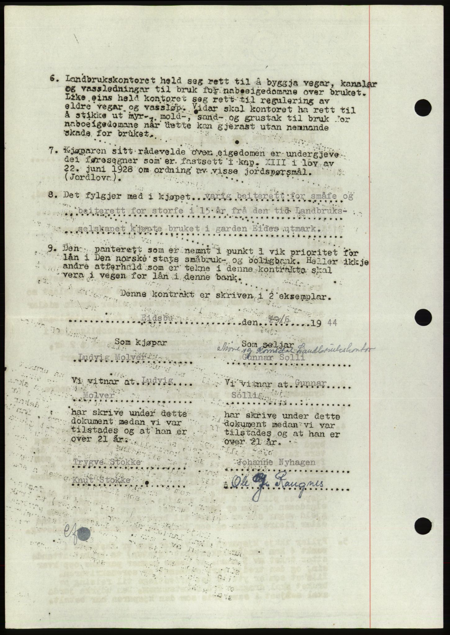 Søre Sunnmøre sorenskriveri, AV/SAT-A-4122/1/2/2C/L0076: Pantebok nr. 2A, 1943-1944, Dagboknr: 772/1944