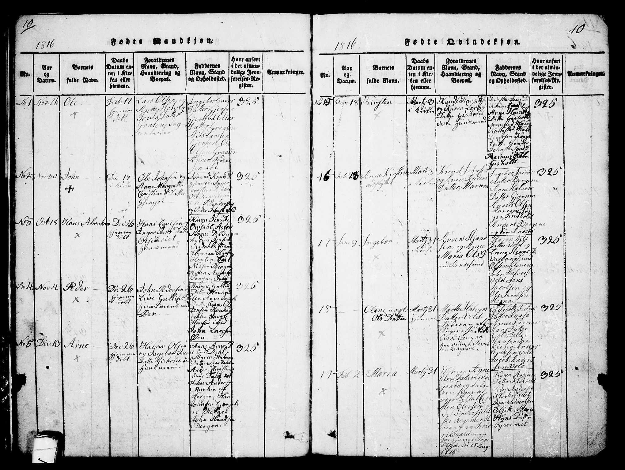 Solum kirkebøker, AV/SAKO-A-306/G/Ga/L0001: Klokkerbok nr. I 1, 1814-1833, s. 10