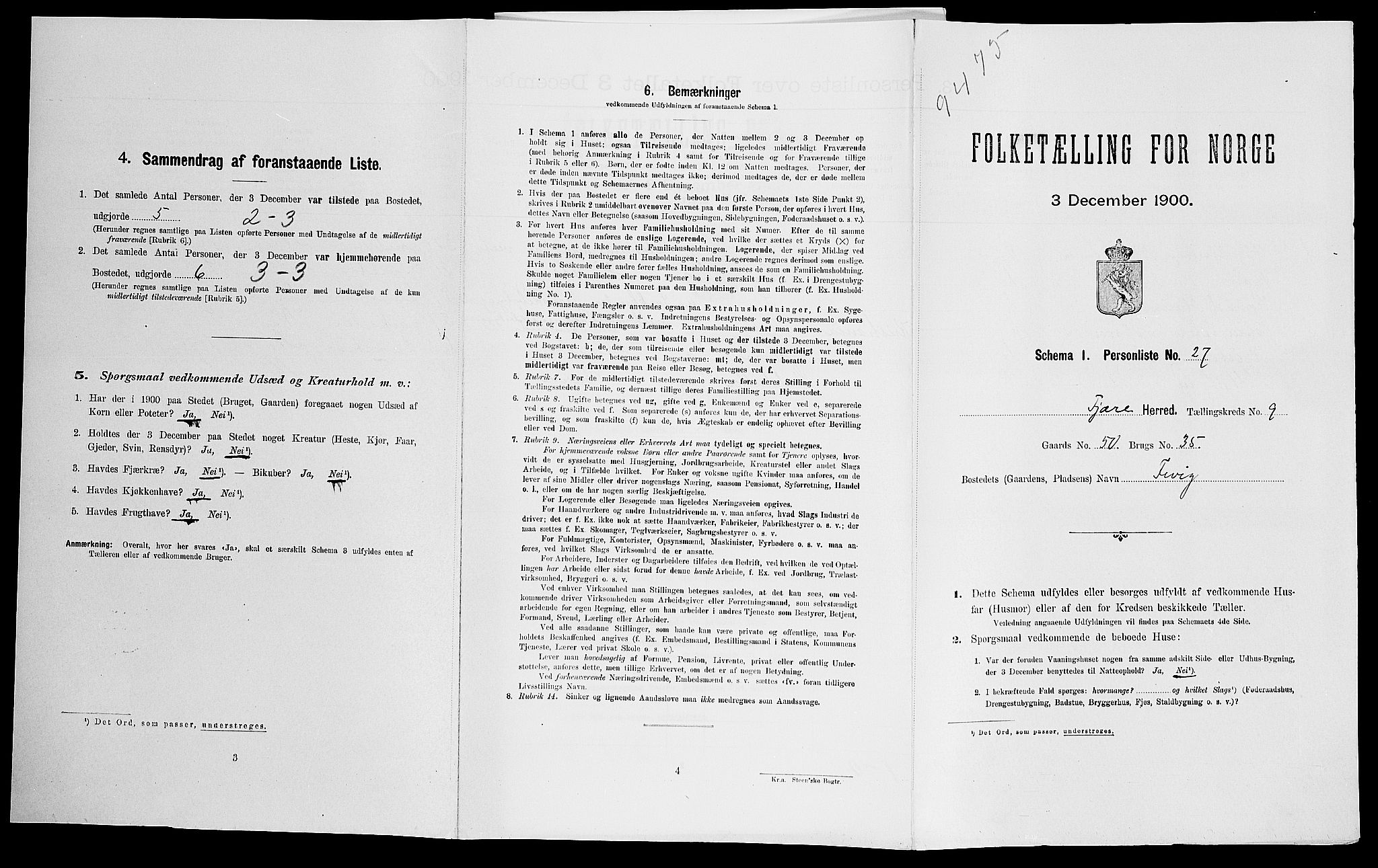 SAK, Folketelling 1900 for 0923 Fjære herred, 1900, s. 1856