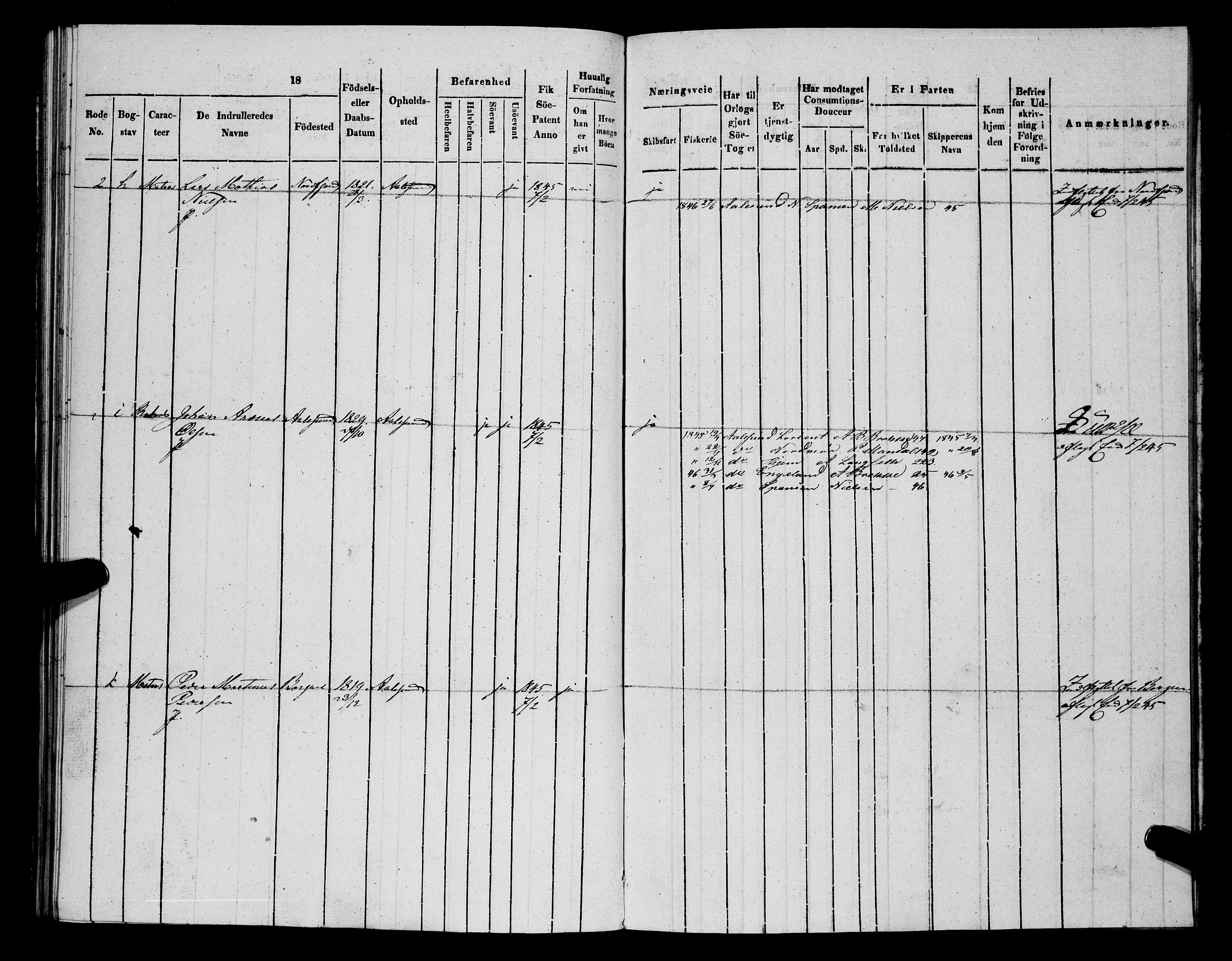 Sjøinnrulleringen - Trondhjemske distrikt, AV/SAT-A-5121/01/L0307: Hovedrulle, ungdomsrulle og ekstrarulle for Ålesund by, 1831-1846