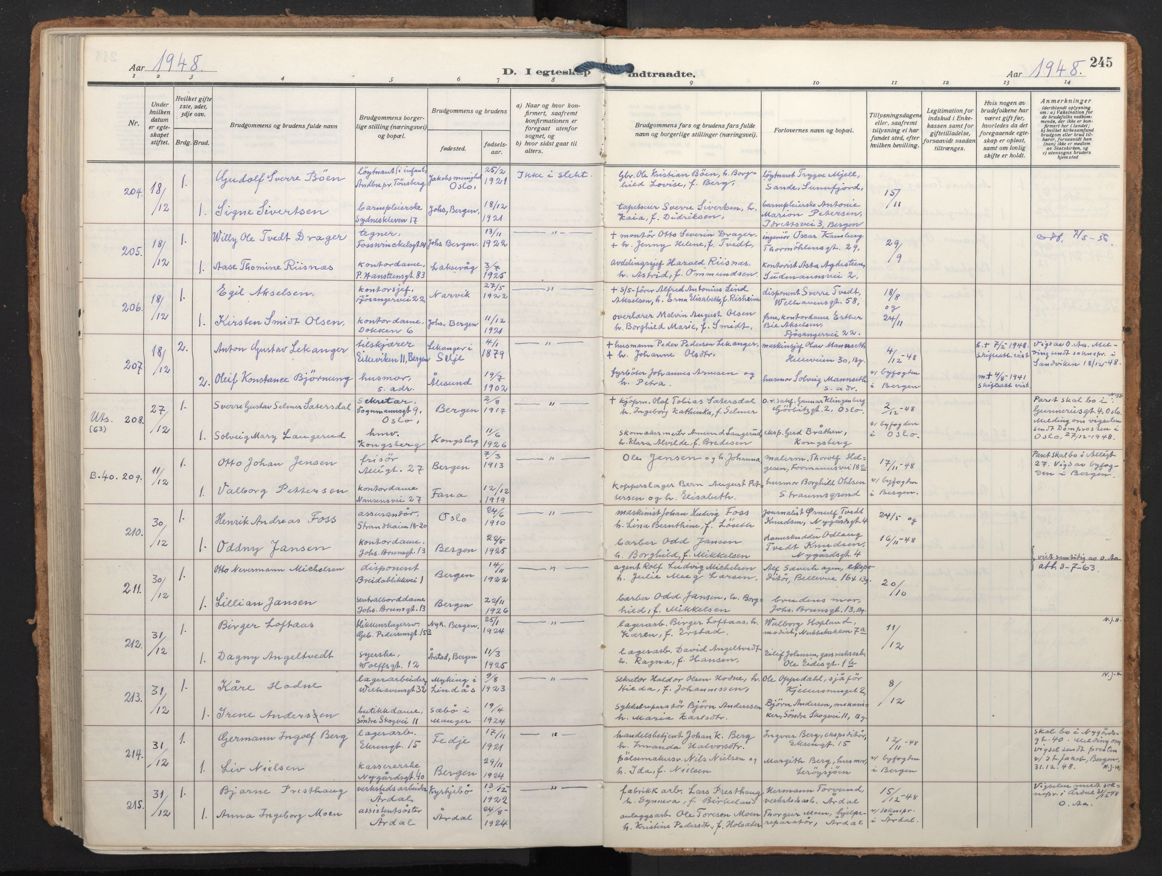 Johanneskirken sokneprestembete, AV/SAB-A-76001/H/Haa/L0014: Ministerialbok nr. D 3, 1929-1949, s. 244b-245a