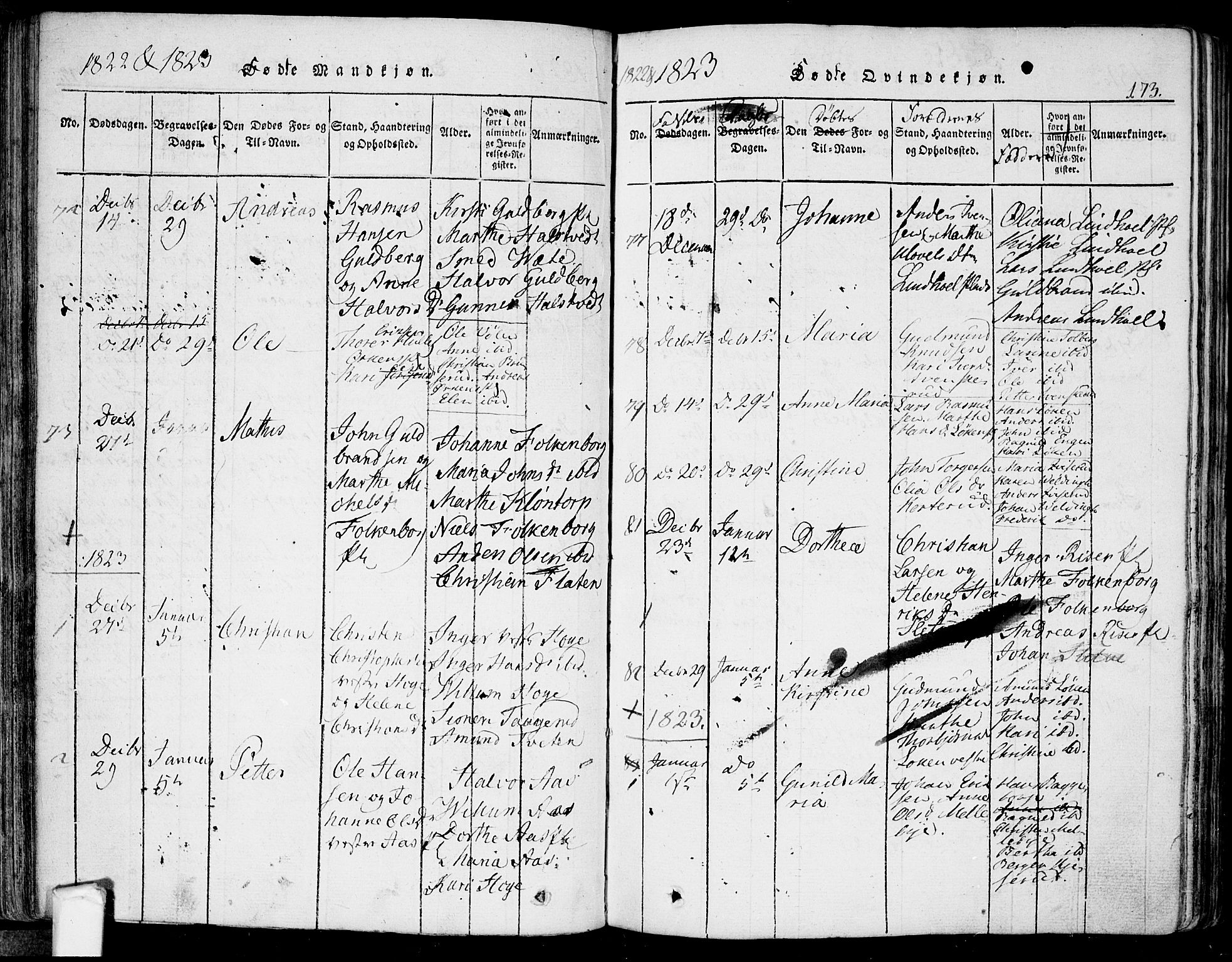 Eidsberg prestekontor Kirkebøker, AV/SAO-A-10905/F/Fa/L0007: Ministerialbok nr. I 7, 1814-1832, s. 173