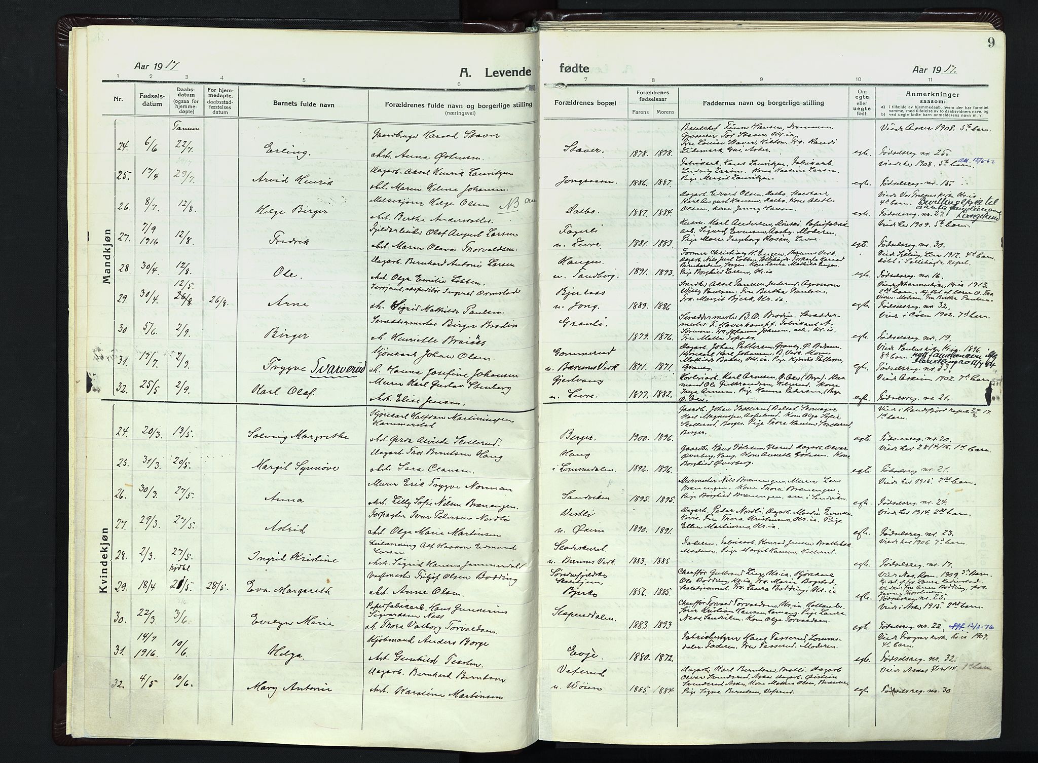 Vestre Bærum prestekontor Kirkebøker, AV/SAO-A-10209a/F/Fa/L0003: Ministerialbok nr. 3, 1916-1930, s. 9